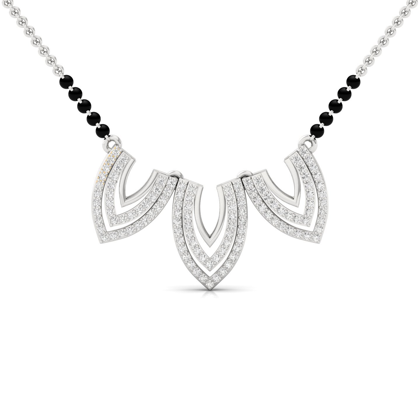 Round Diamond Triple Layer Mangalsutra Pendant | Contemporary Lab Grown CVD Diamond Jewellery | 925 Silver | 10K | 14K | 18K - Main View