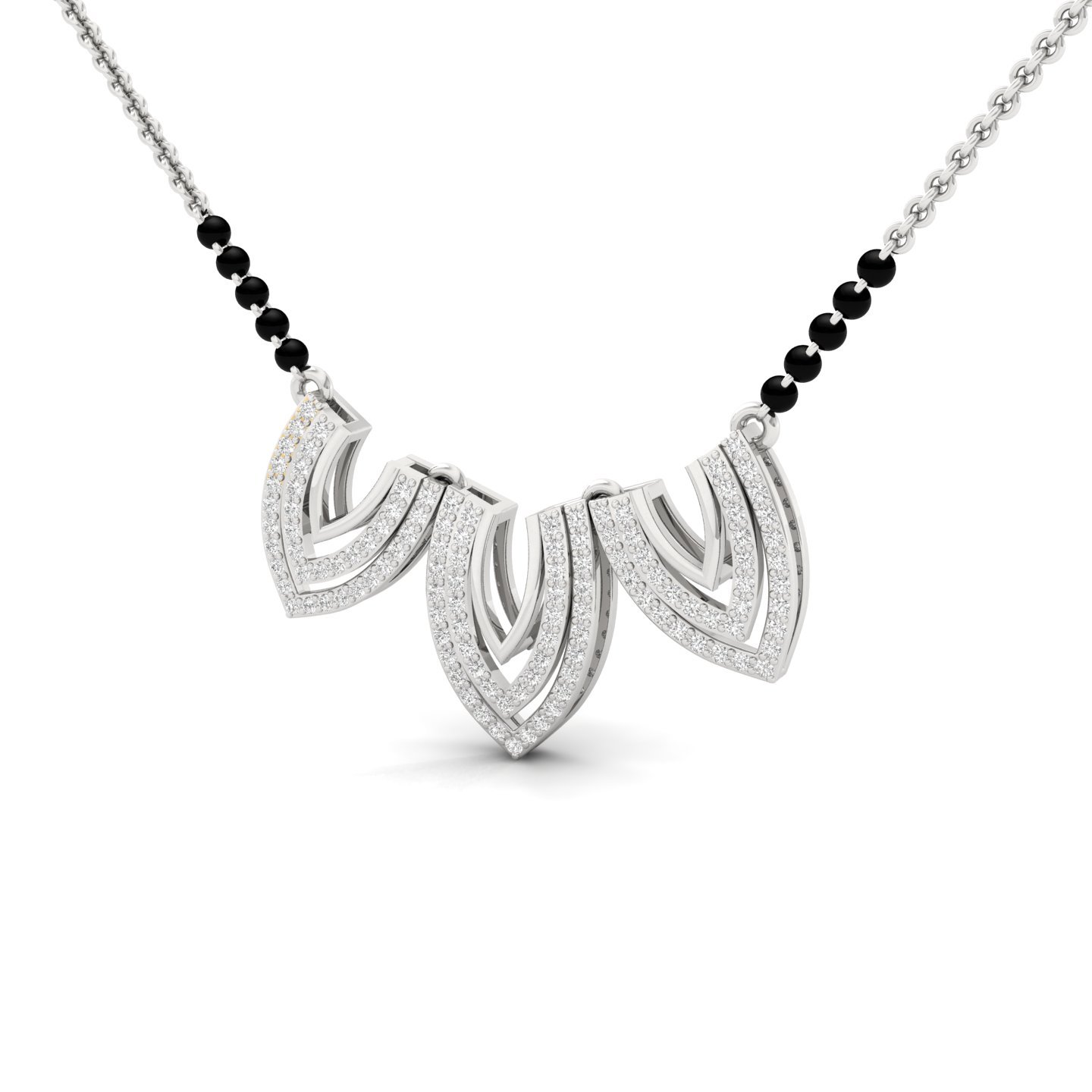 Round Diamond Triple Layer Mangalsutra Pendant | Contemporary Lab Grown CVD Diamond Jewellery | 925 Silver | 10K | 14K | 18K - View 2