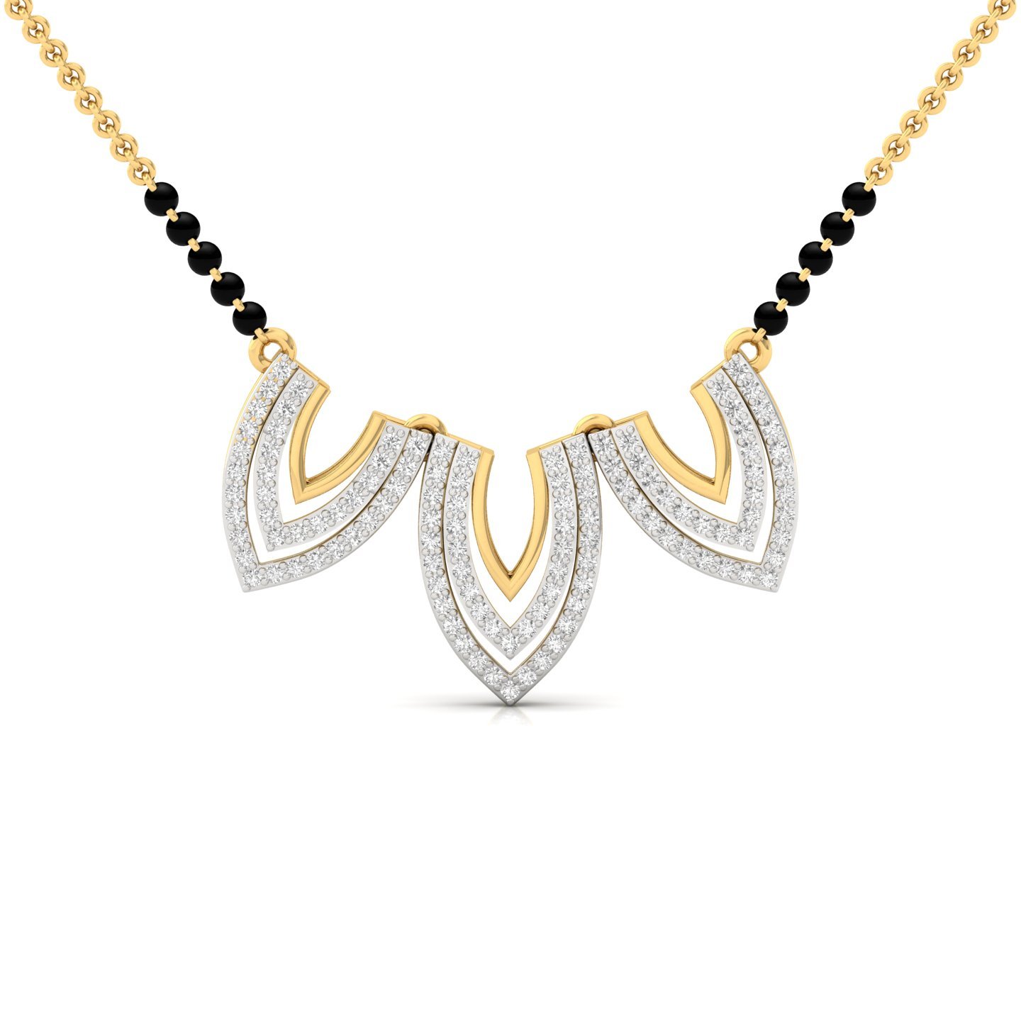 Round Diamond Triple Layer Mangalsutra Pendant | Contemporary Lab Grown CVD Diamond Jewellery | 925 Silver | 10K | 14K | 18K - Gold Main View