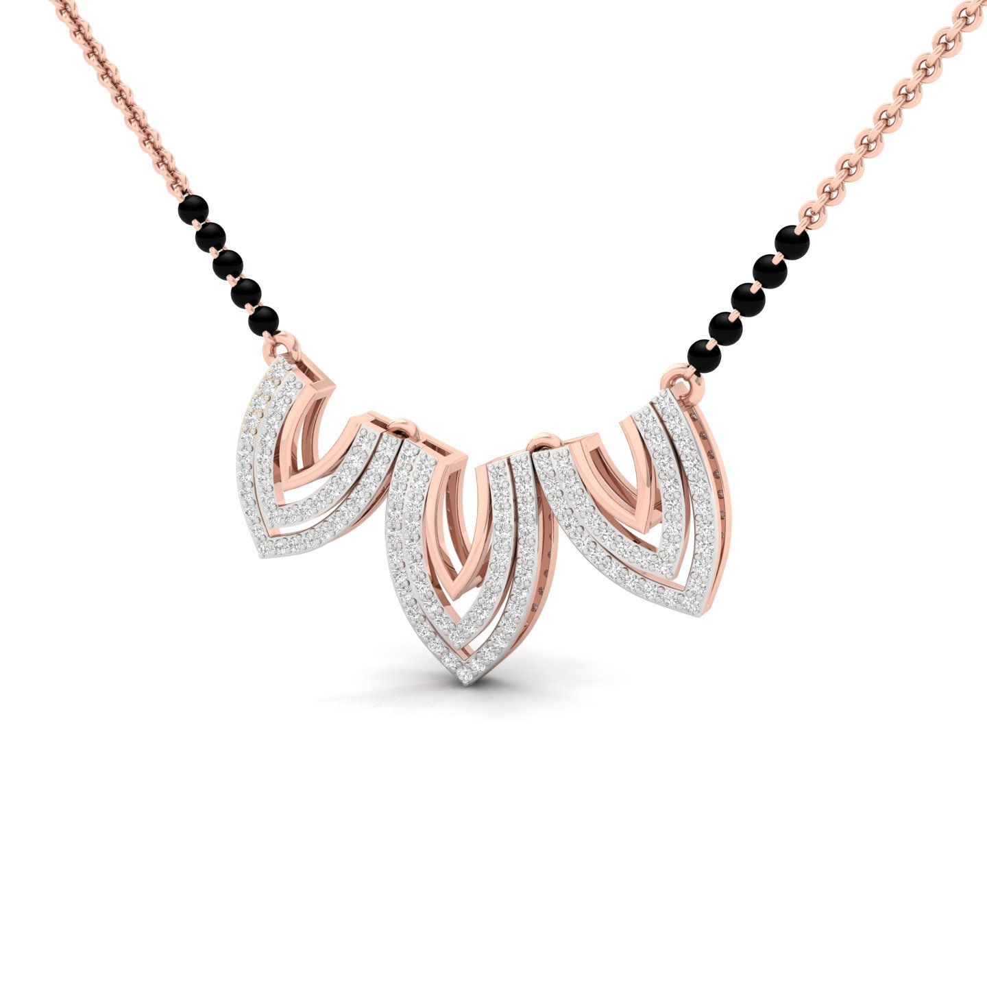 Round Diamond Triple Layer Mangalsutra Pendant | Contemporary Lab Grown CVD Diamond Jewellery | 925 Silver | 10K | 14K | 18K - View 2