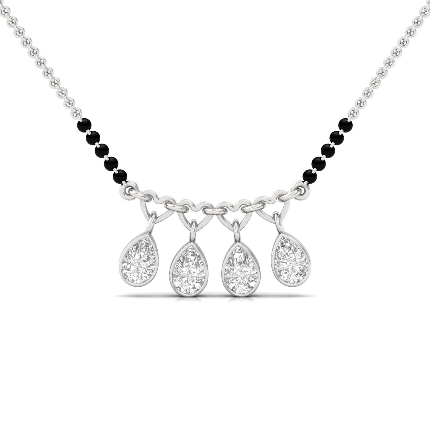 Pear Shape Diamond Mangalsutra Pendant | Dangle Style Lab Grown CVD Diamond Jewellery | 925 Silver | 10K | 14K | 18K - Main View