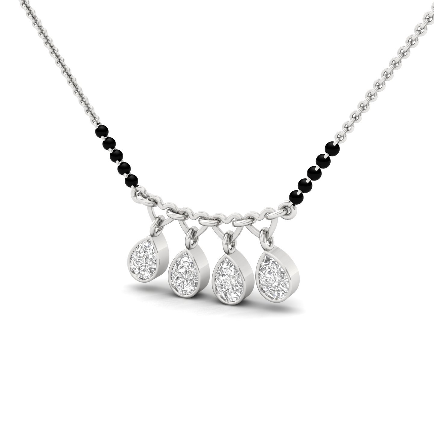 Pear Shape Diamond Mangalsutra Pendant | Dangle Style Lab Grown CVD Diamond Jewellery | 925 Silver | 10K | 14K | 18K - View 2