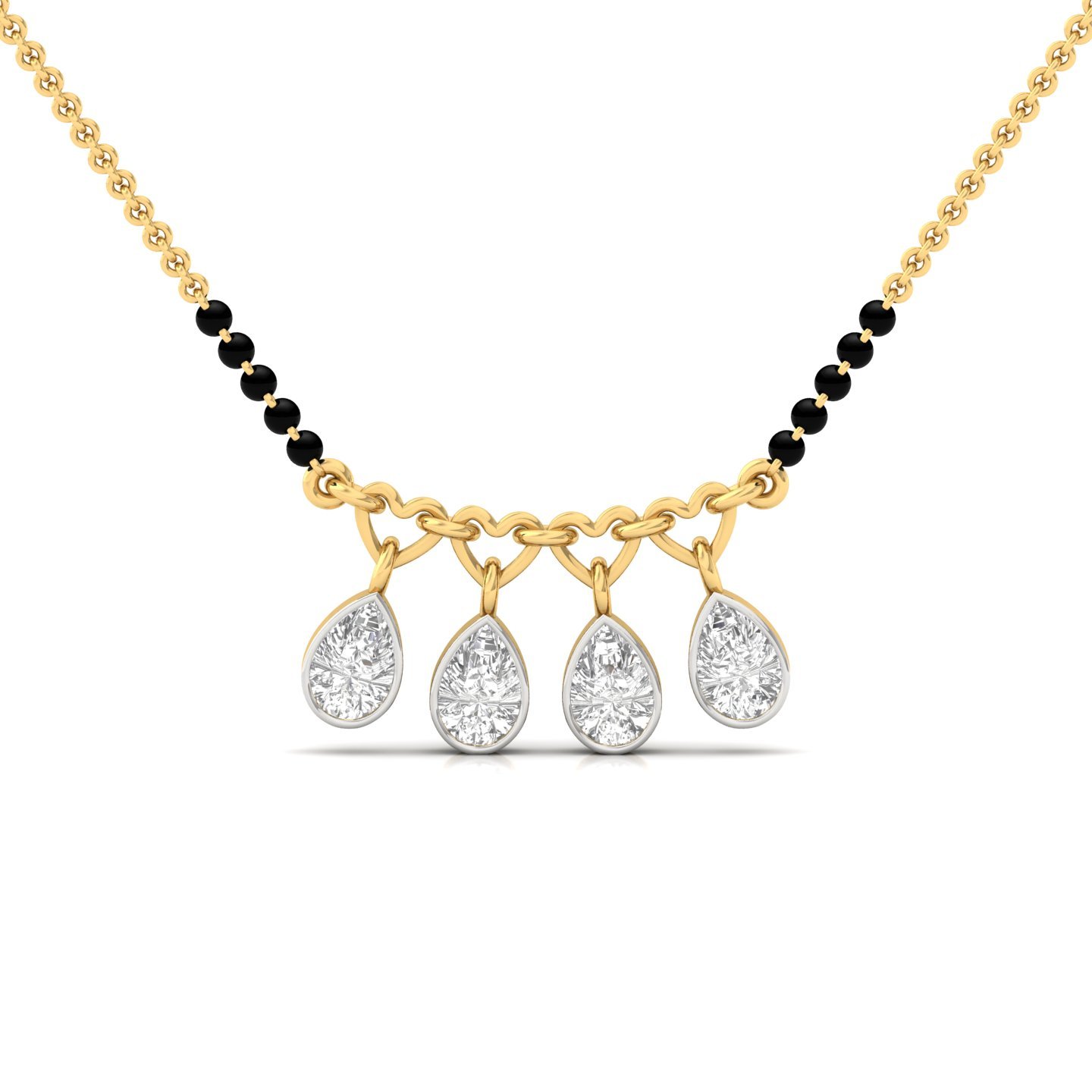 Pear Shape Diamond Mangalsutra Pendant | Dangle Style Lab Grown CVD Diamond Jewellery | 925 Silver | 10K | 14K | 18K - Gold Main View