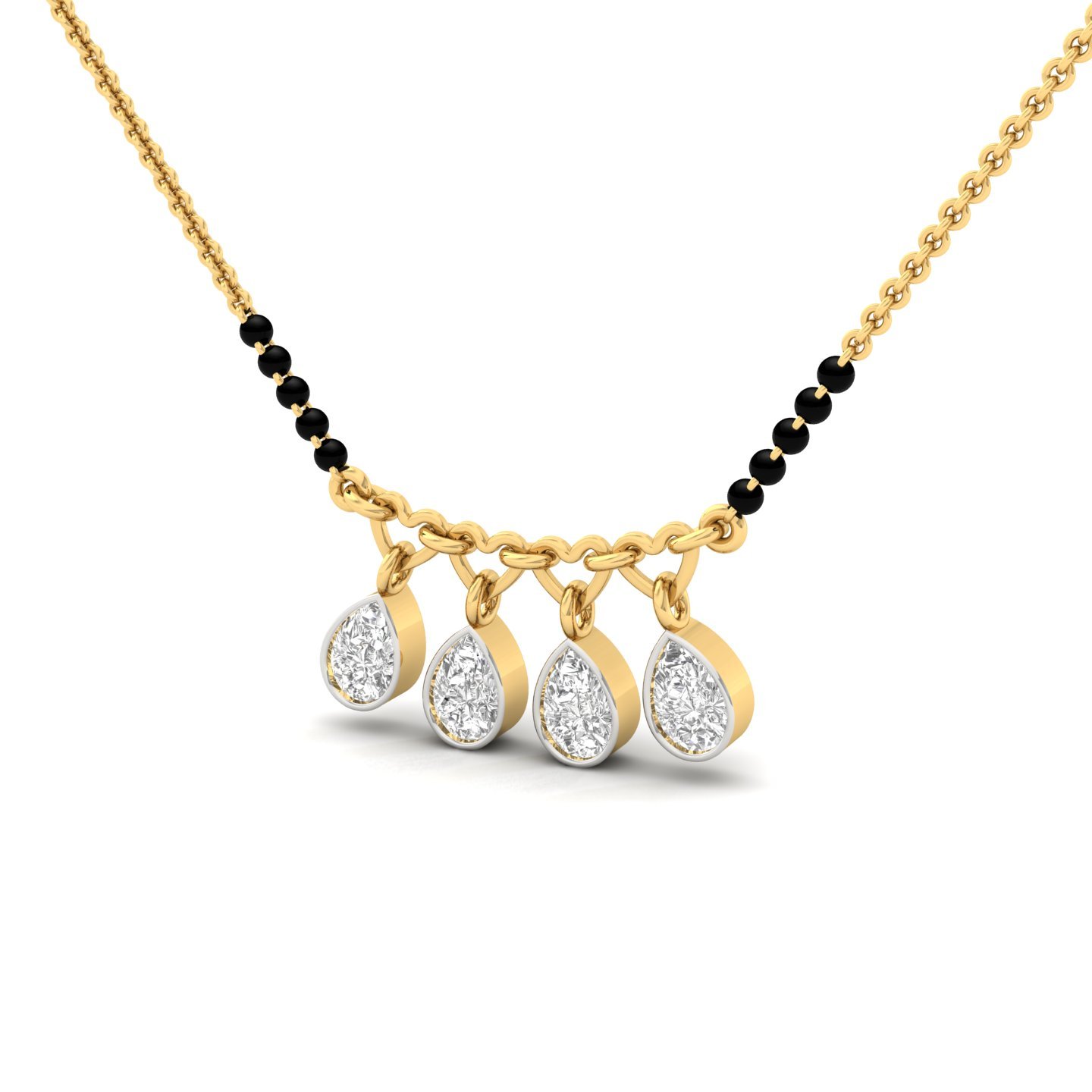 Pear Shape Diamond Mangalsutra Pendant | Dangle Style Lab Grown CVD Diamond Jewellery | 925 Silver | 10K | 14K | 18K - View 2