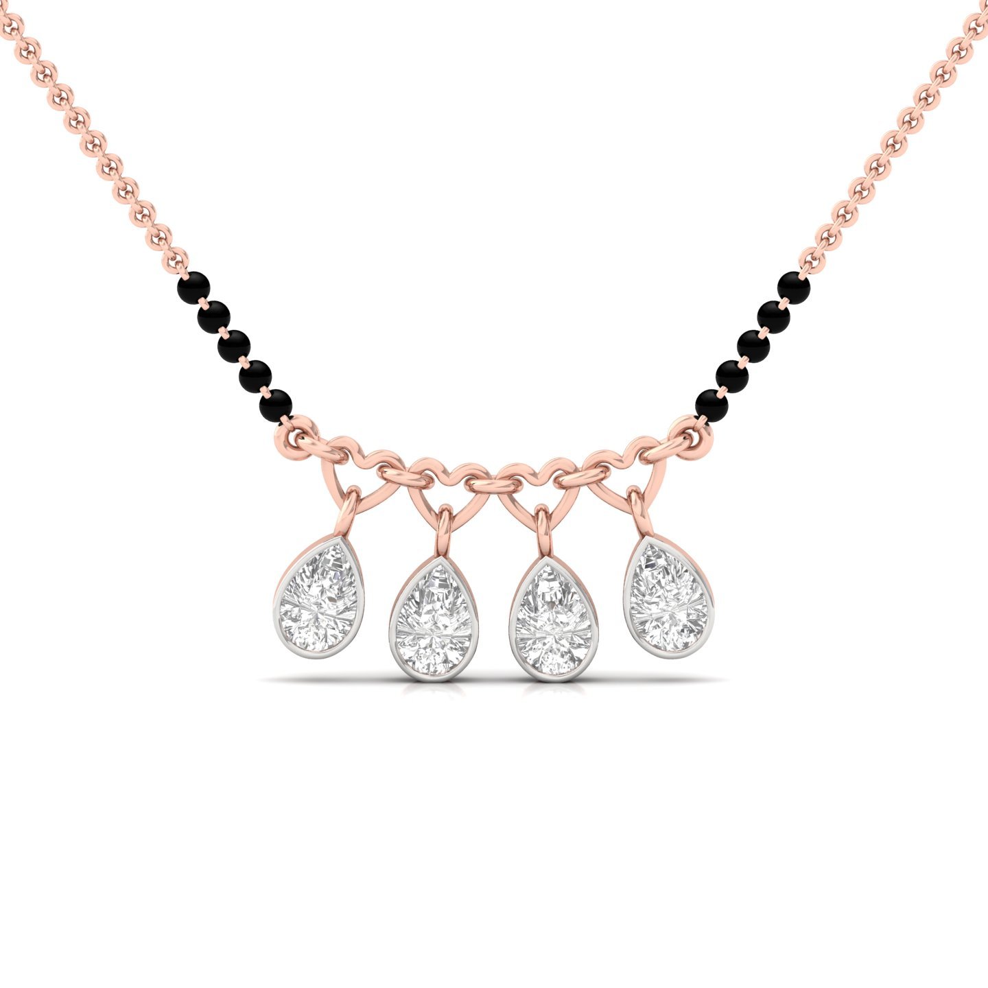 Pear Shape Diamond Mangalsutra Pendant | Dangle Style Lab Grown CVD Diamond Jewellery | 925 Silver | 10K | 14K | 18K - Rose Gold Main View