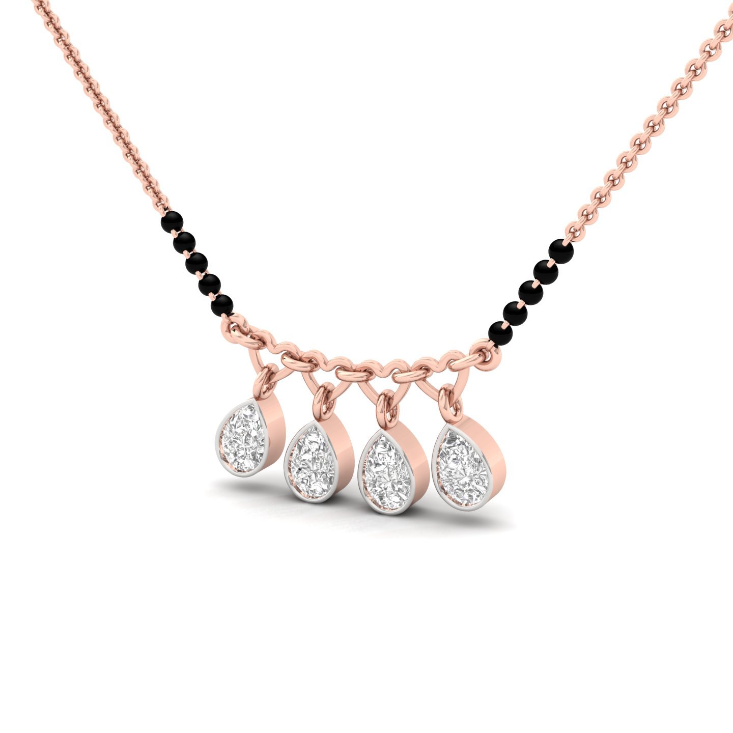 Pear Shape Diamond Mangalsutra Pendant | Dangle Style Lab Grown CVD Diamond Jewellery | 925 Silver | 10K | 14K | 18K - View 2