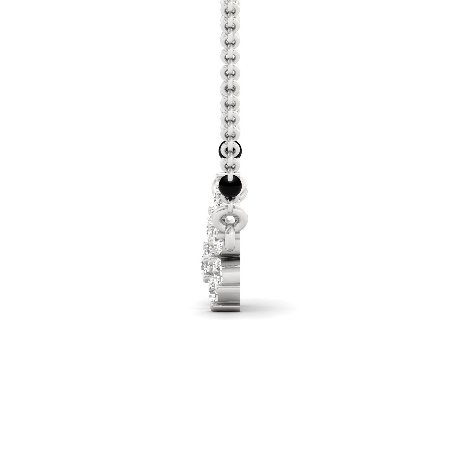 Round Cut Diamond Mangalsutra Pendant | Floral Cluster Lab Grown CVD Diamond Necklace | 925 Silver | 10K | 14K | 18K - View 3