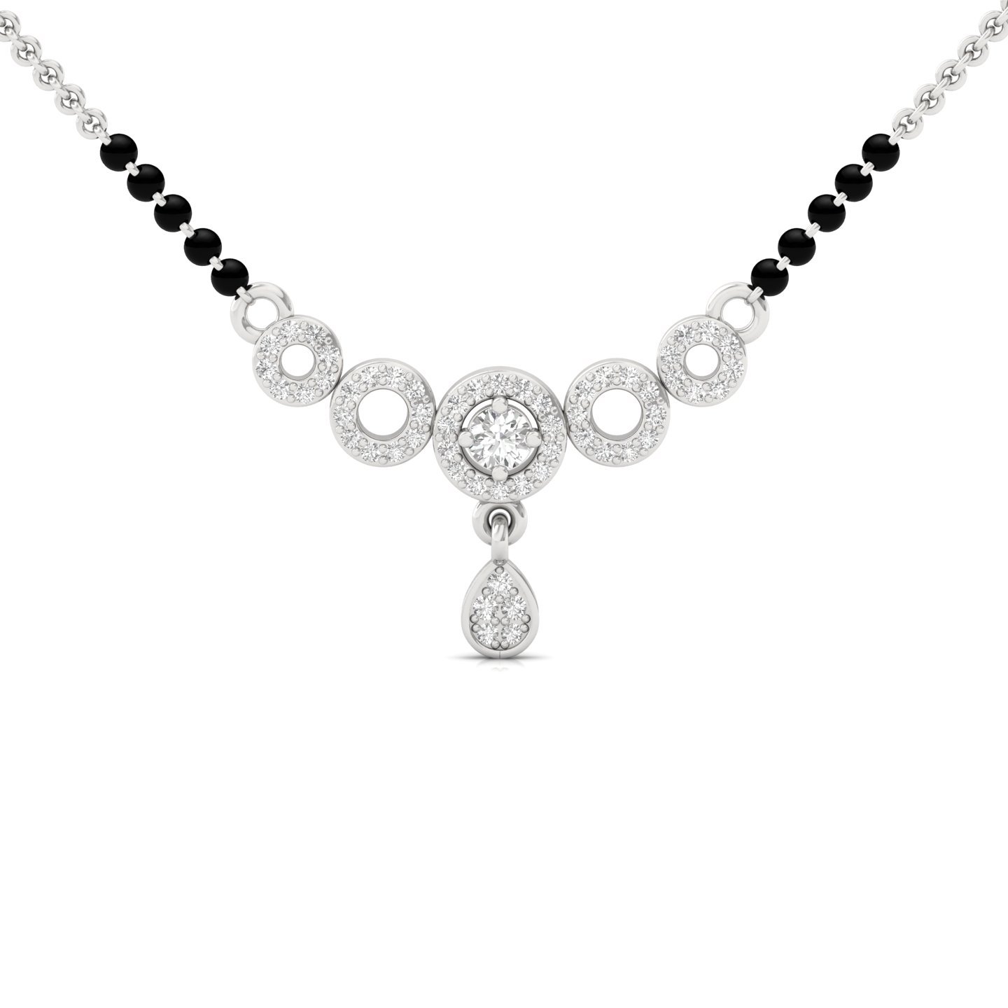 Round Diamond Mangalsutra Pendant | Modern Lab Grown CVD Diamond Circle Design | 925 Silver | 10K | 14K | 18K - Main View