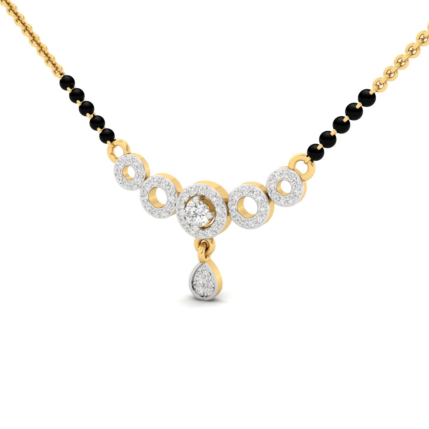 Round Diamond Mangalsutra Pendant | Modern Lab Grown CVD Diamond Circle Design | 925 Silver | 10K | 14K | 18K - View 2