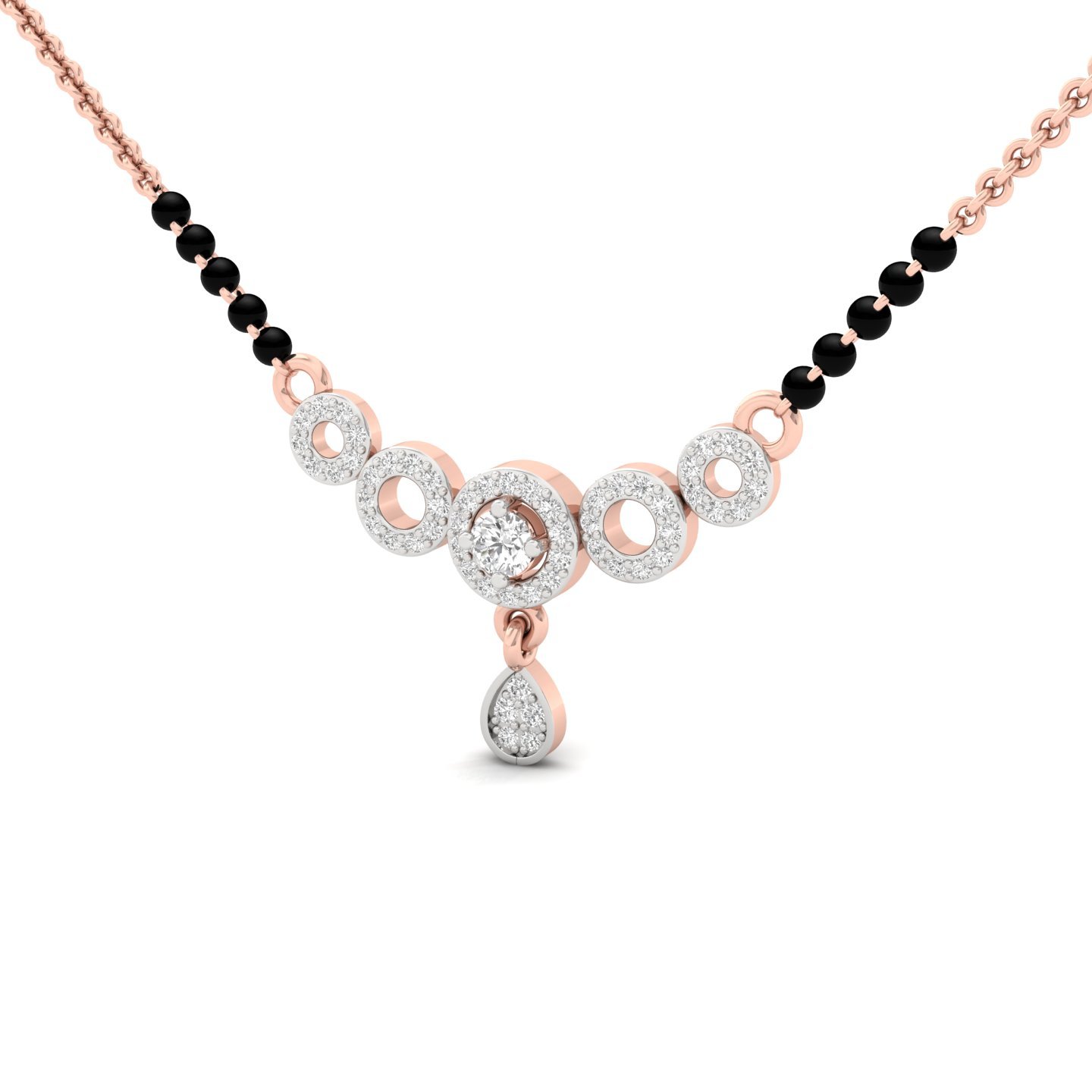 Round Diamond Mangalsutra Pendant | Modern Lab Grown CVD Diamond Circle Design | 925 Silver | 10K | 14K | 18K - View 2