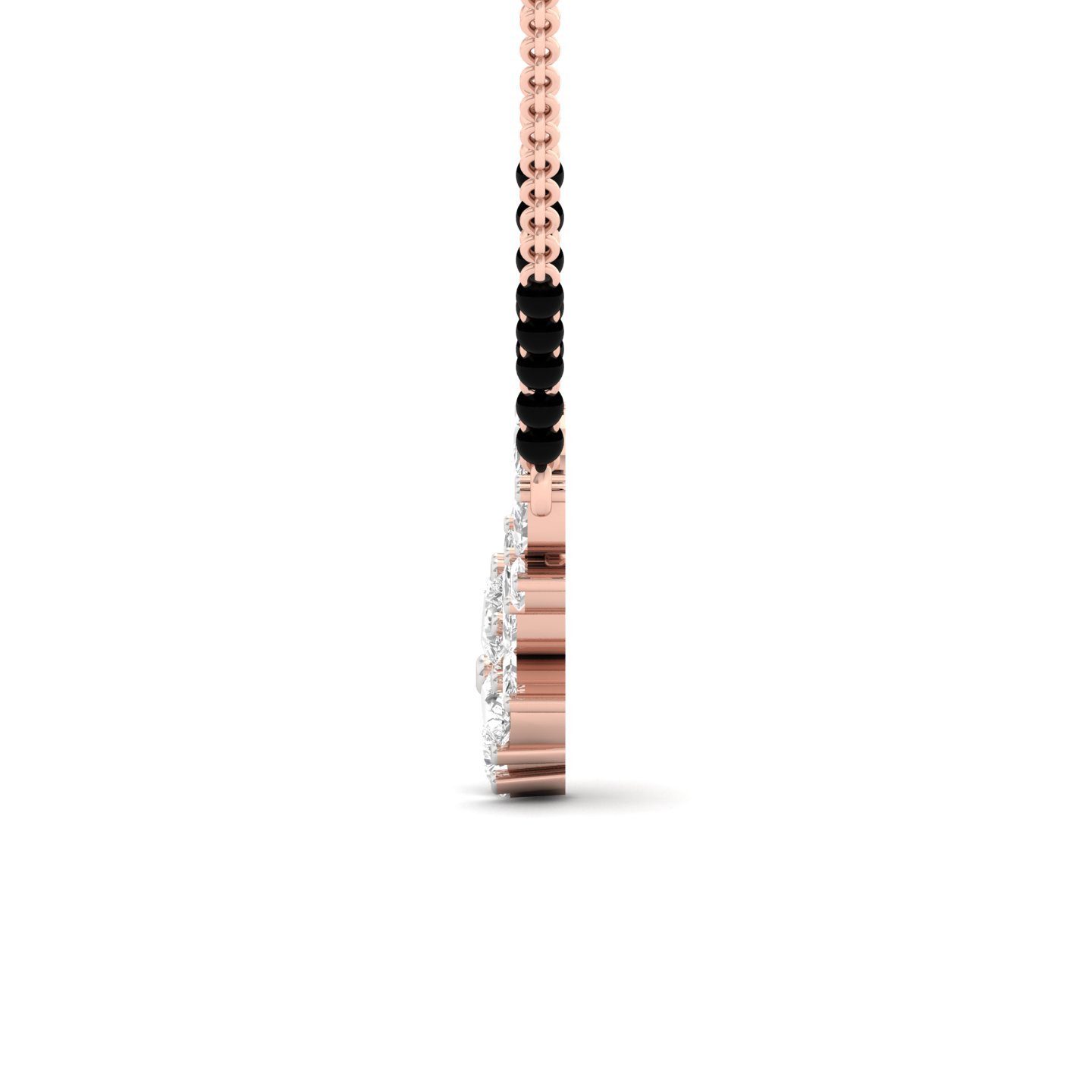 Marquise & Pear Diamond Mangalsutra Pendant | Floral Lab Grown CVD Diamond Design | 925 Silver | 10K | 14K | 18K - View 3