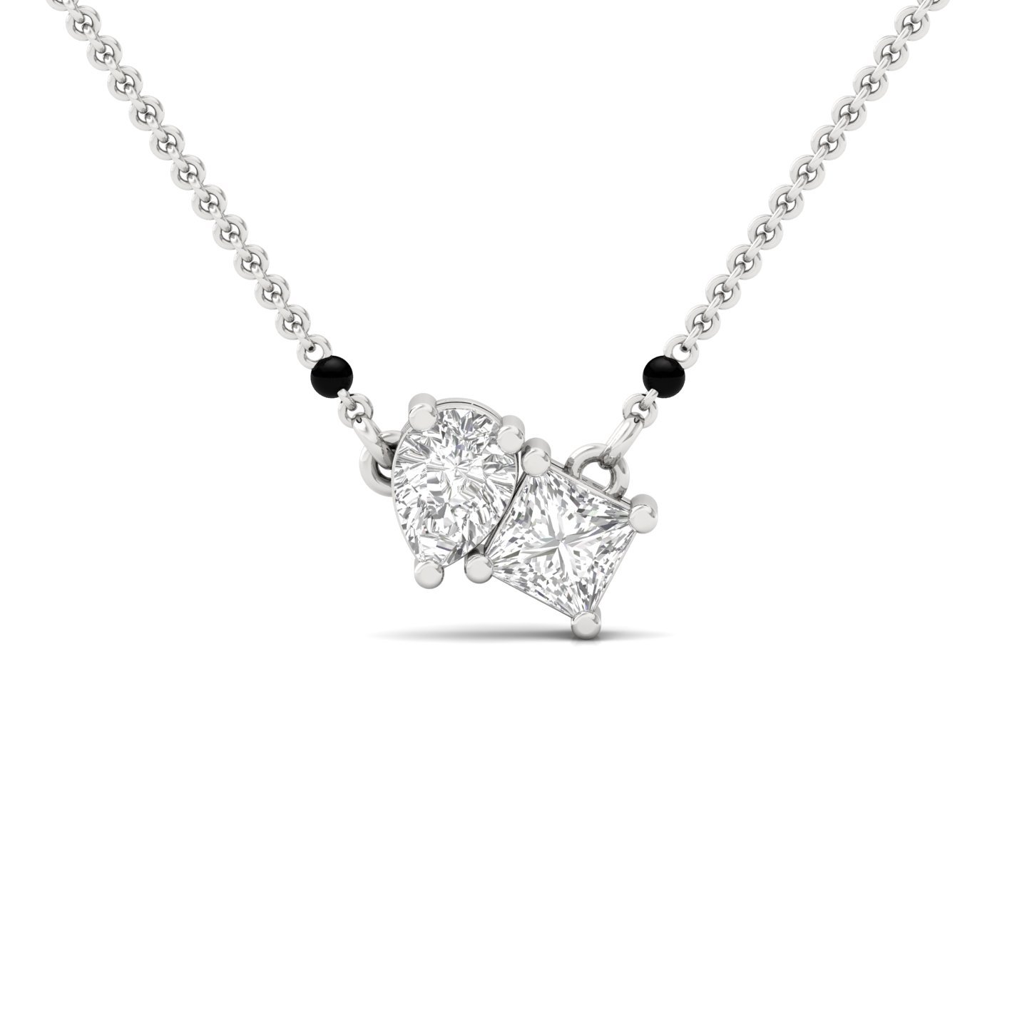 Princess & Pear Diamond Mangalsutra Pendant | Modern Lab Grown CVD Diamond Necklace | 925 Silver | 10K | 14K | 18K - Main View