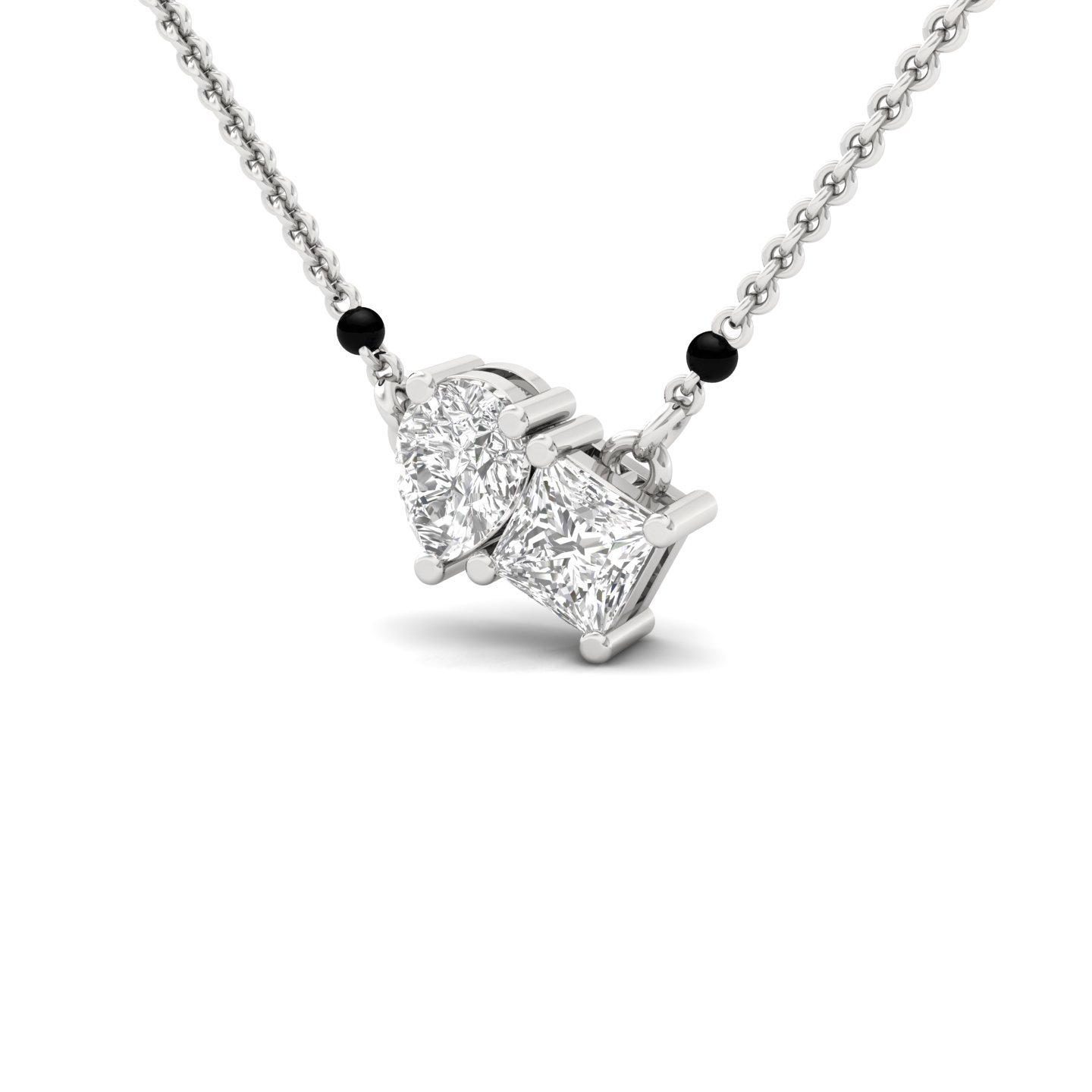 Princess & Pear Diamond Mangalsutra Pendant | Modern Lab Grown CVD Diamond Necklace | 925 Silver | 10K | 14K | 18K - View 2
