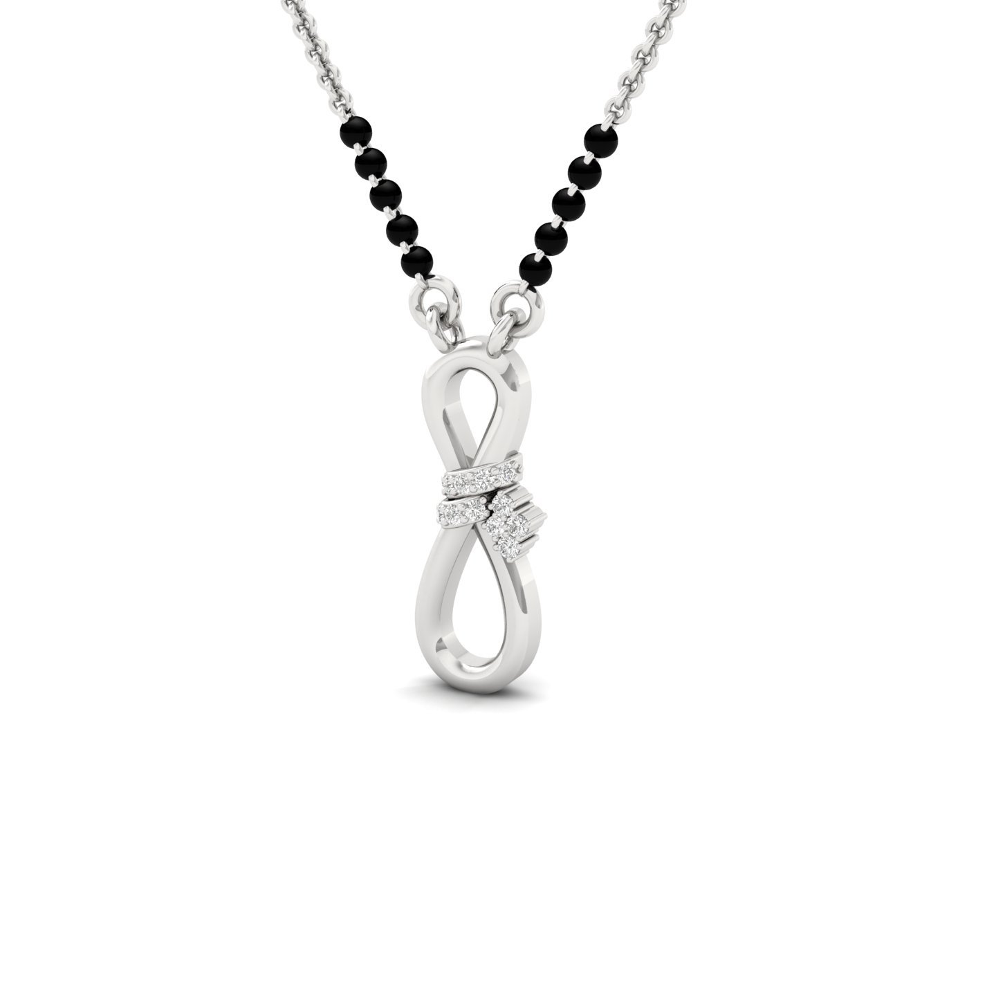 Round Diamond Mangalsutra Pendant | Infinity Loop Lab Grown CVD Diamond Necklace | 925 Silver | 10K | 14K | 18K - View 2