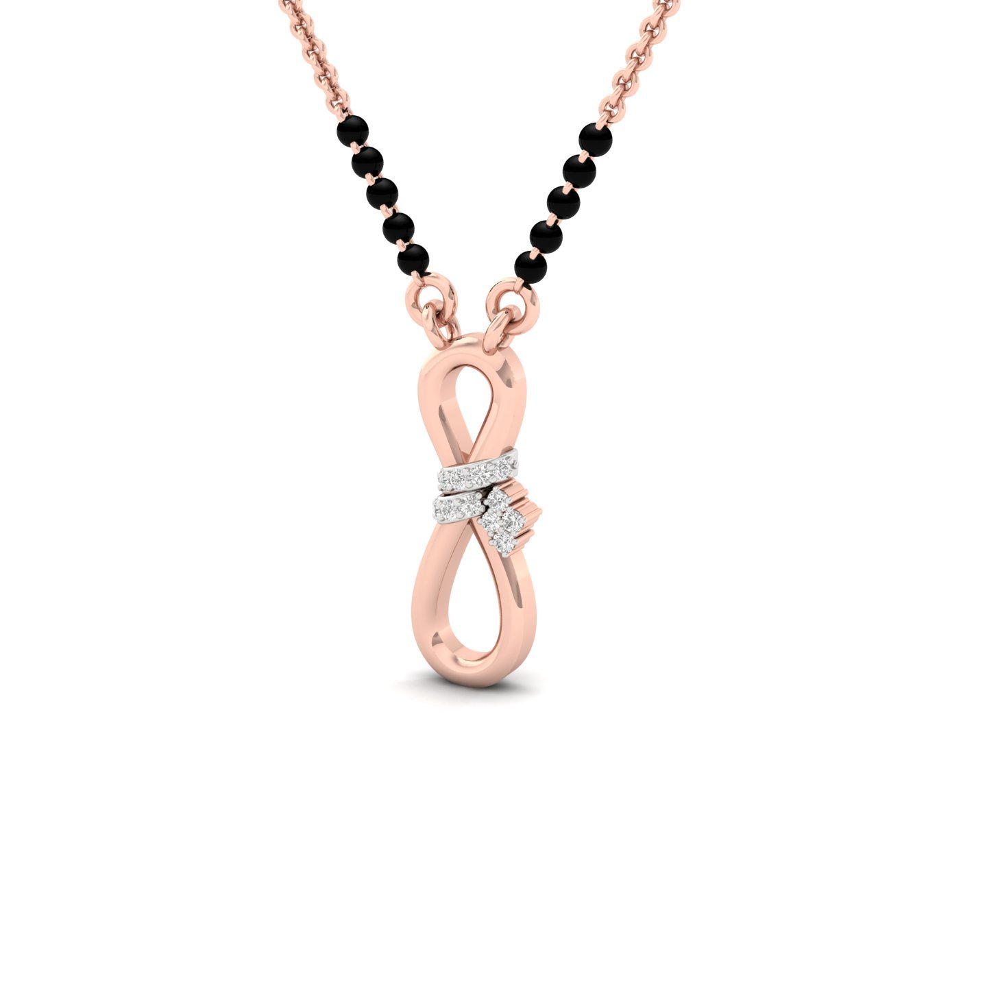 Round Diamond Mangalsutra Pendant | Infinity Loop Lab Grown CVD Diamond Necklace | 925 Silver | 10K | 14K | 18K - View 2