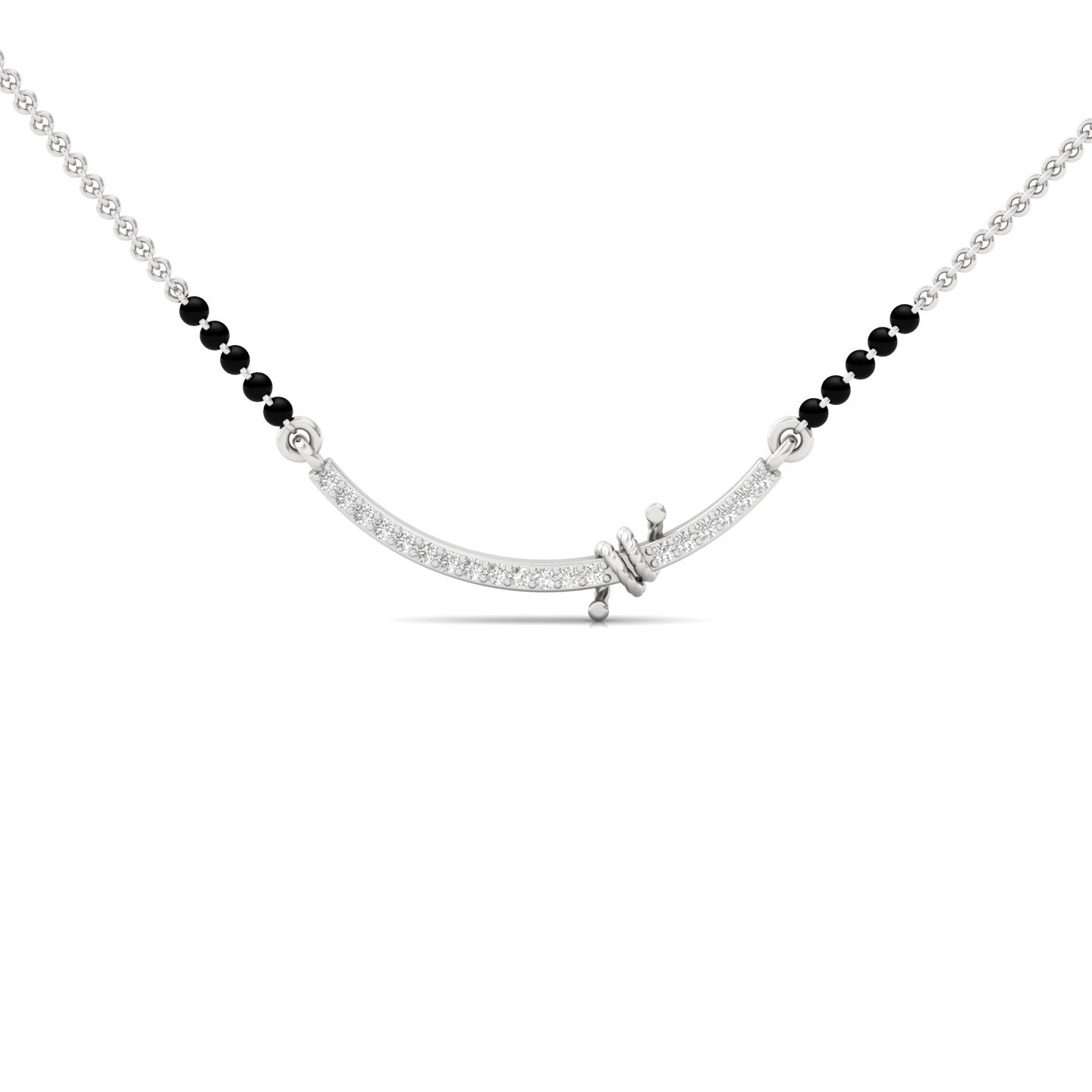 Round Diamond Mangalsutra Pendant | Minimalist Lab Grown CVD Diamond Necklace with Knot Detail | 925 Silver | 10K | 14K | 18K - Main View