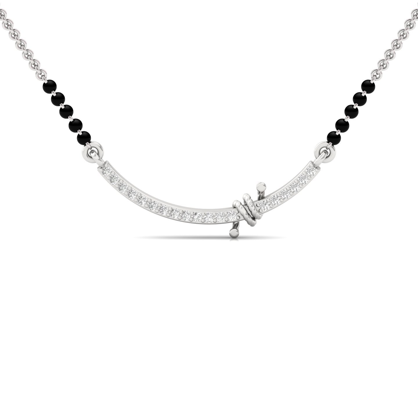 Round Diamond Mangalsutra Pendant | Minimalist Lab Grown CVD Diamond Necklace with Knot Detail | 925 Silver | 10K | 14K | 18K - View 2