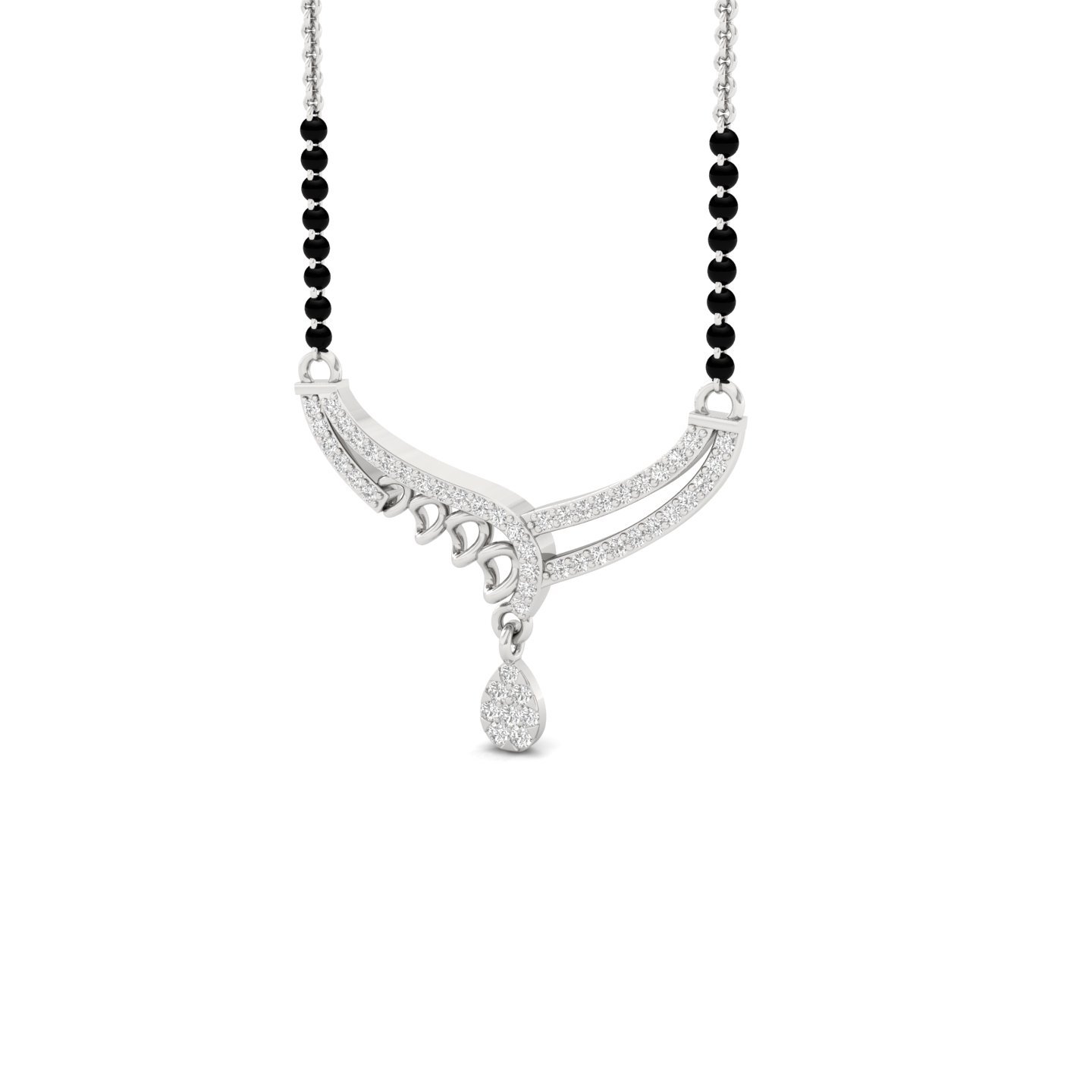 Round Diamond Mangalsutra Pendant | Contemporary Lab Grown CVD Diamond Necklace | 925 Silver | 10K | 14K | 18K - View 2