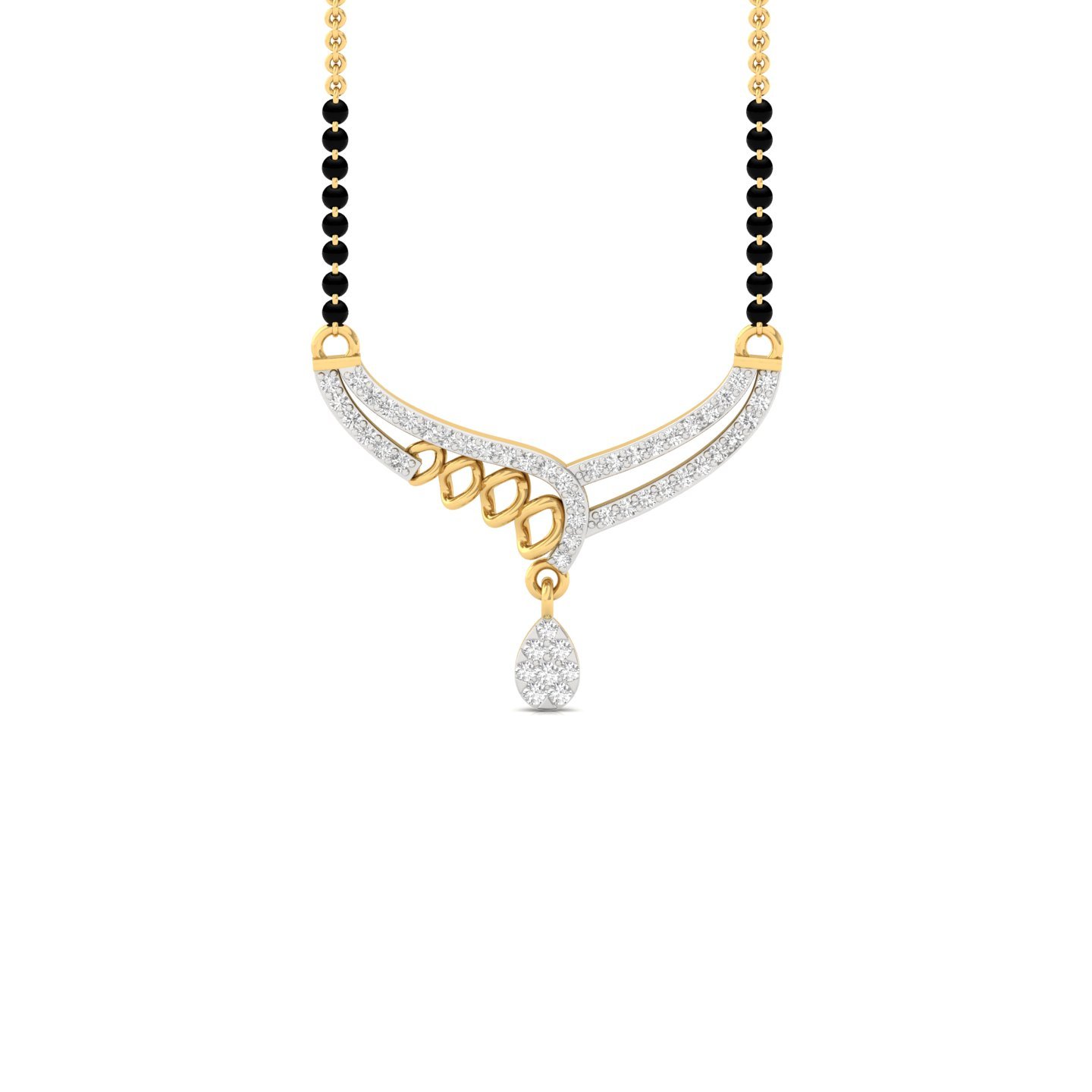 Round Diamond Mangalsutra Pendant | Contemporary Lab Grown CVD Diamond Necklace | 925 Silver | 10K | 14K | 18K - Gold Main View