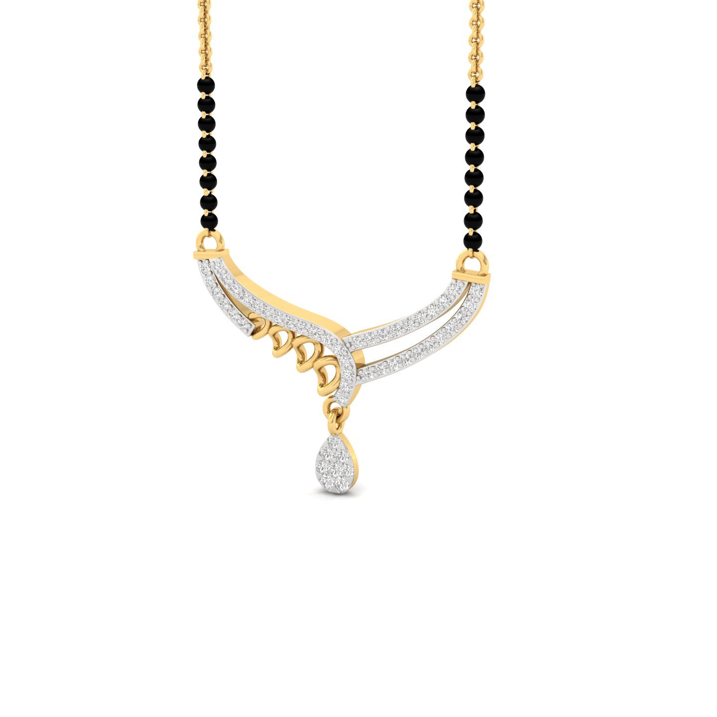 Round Diamond Mangalsutra Pendant | Contemporary Lab Grown CVD Diamond Necklace | 925 Silver | 10K | 14K | 18K - View 2