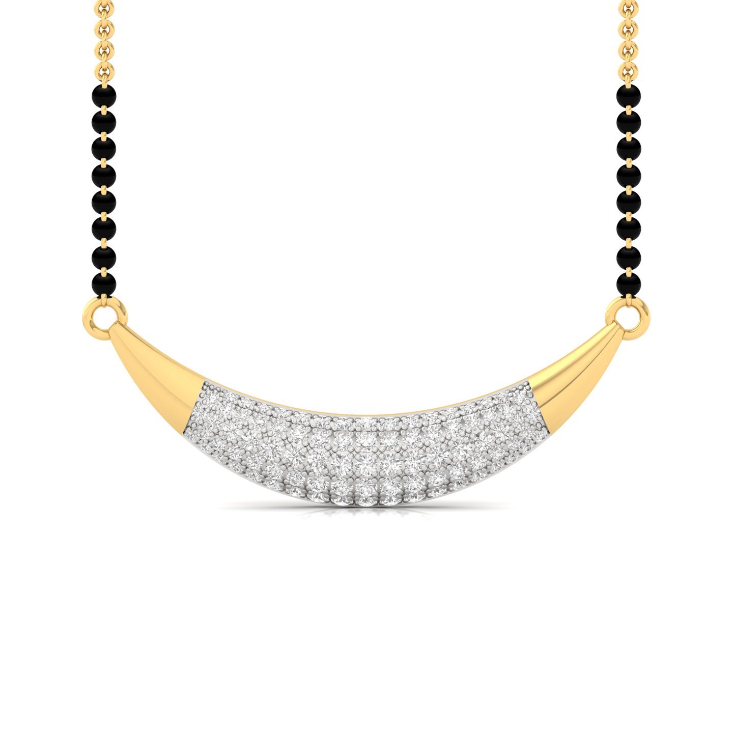 Round Diamond Mangalsutra Pendant | Classic Lab Grown CVD Diamond Necklace - Gold Main View