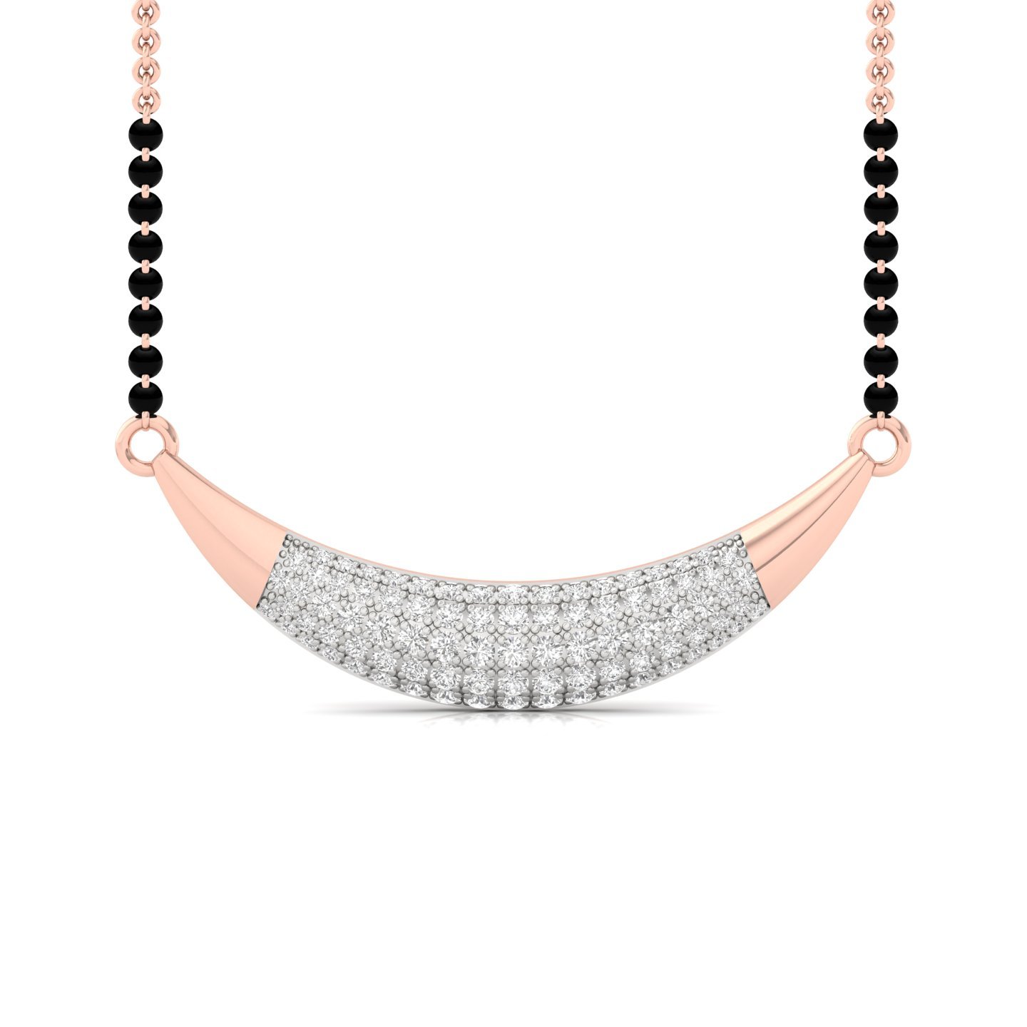 Round Diamond Mangalsutra Pendant | Classic Lab Grown CVD Diamond Necklace - Rose Gold Main View