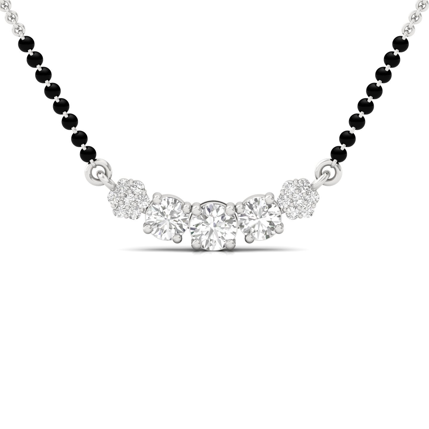 Round Diamond Mangalsutra Pendant | Classic Lab Grown CVD Diamond Necklace | 925 Silver | 10K | 14K | 18K - Main View