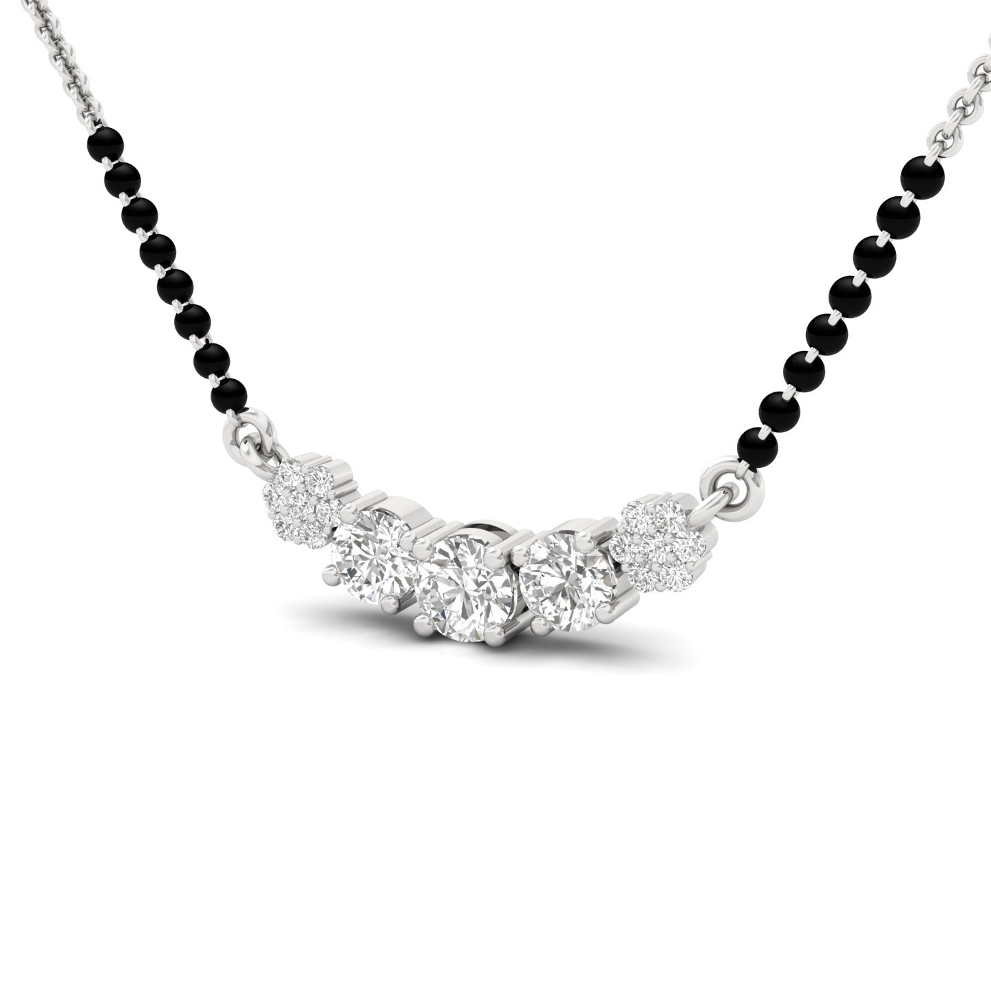 Round Diamond Mangalsutra Pendant | Classic Lab Grown CVD Diamond Necklace | 925 Silver | 10K | 14K | 18K - View 2