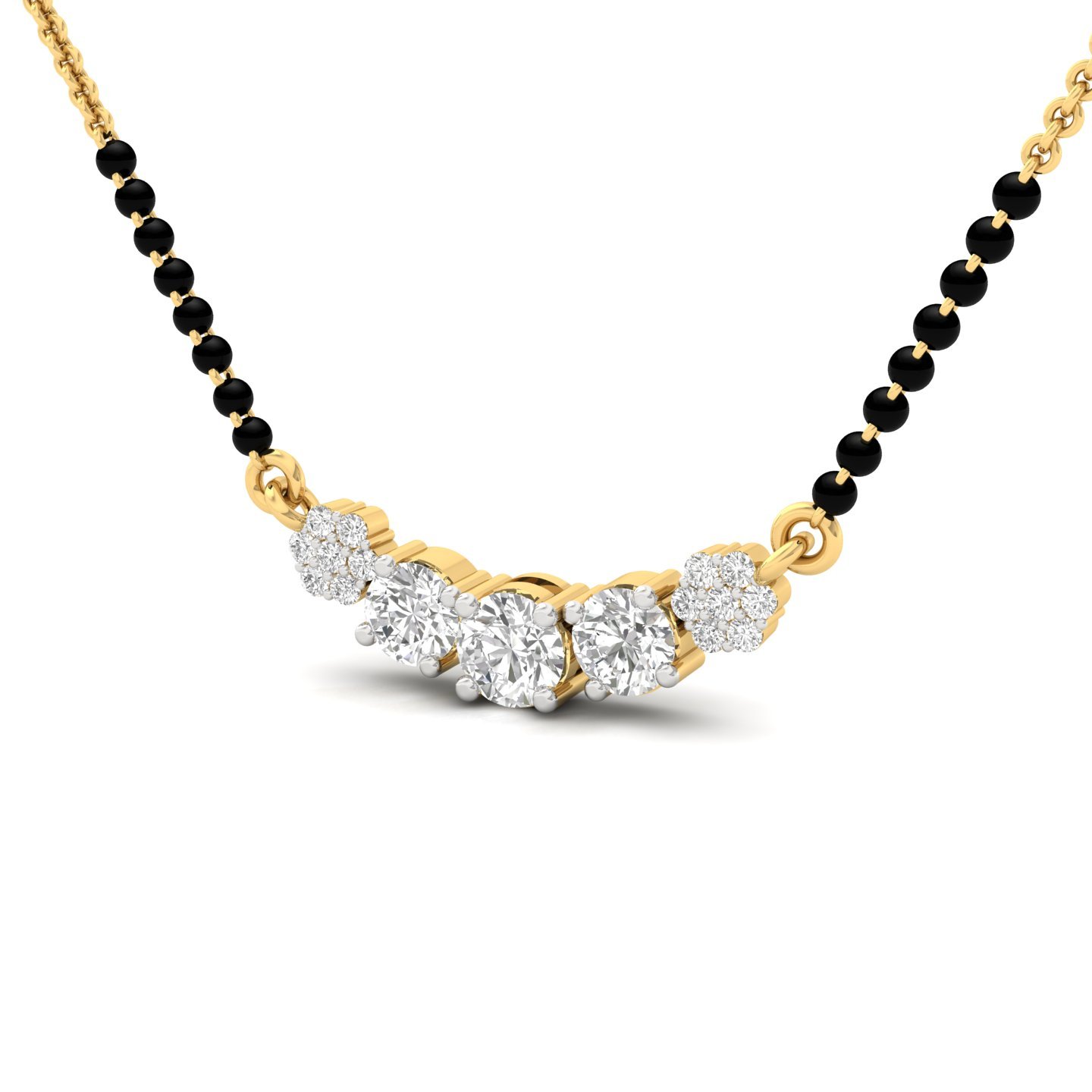 Round Diamond Mangalsutra Pendant | Classic Lab Grown CVD Diamond Necklace | 925 Silver | 10K | 14K | 18K - View 2