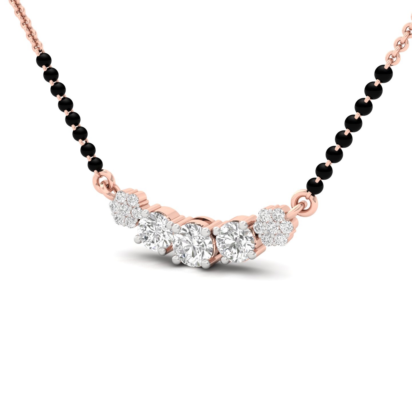 Round Diamond Mangalsutra Pendant | Classic Lab Grown CVD Diamond Necklace | 925 Silver | 10K | 14K | 18K - View 2