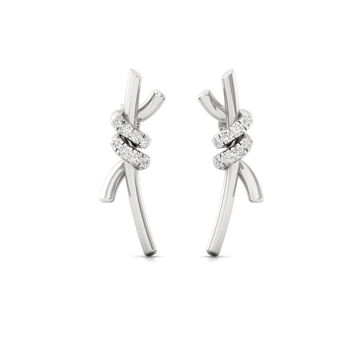 Knot-Inspired Diamond Stud Earrings | Lab Grown CVD Diamonds | 925 Silver | 10K | 14K | 18K Gold - View 2