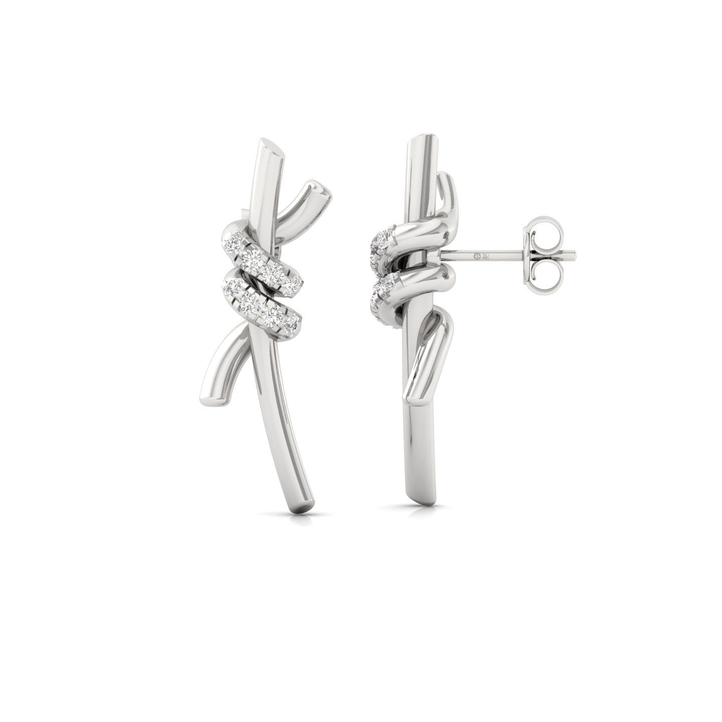 Knot-Inspired Diamond Stud Earrings | Lab Grown CVD Diamonds | 925 Silver | 10K | 14K | 18K Gold - Main View