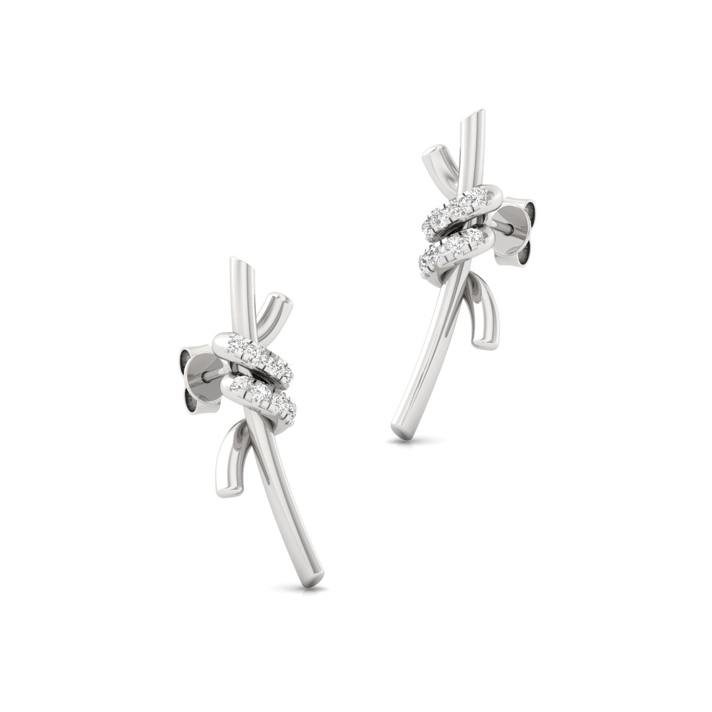 Knot-Inspired Diamond Stud Earrings | Lab Grown CVD Diamonds | 925 Silver | 10K | 14K | 18K Gold - View 3