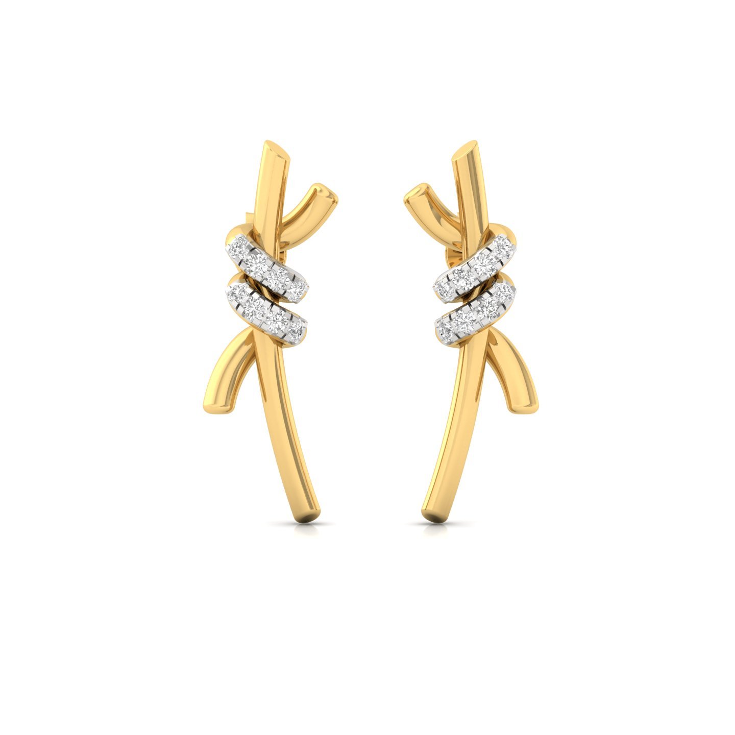 Knot-Inspired Diamond Stud Earrings | Lab Grown CVD Diamonds | 925 Silver | 10K | 14K | 18K Gold - View 2
