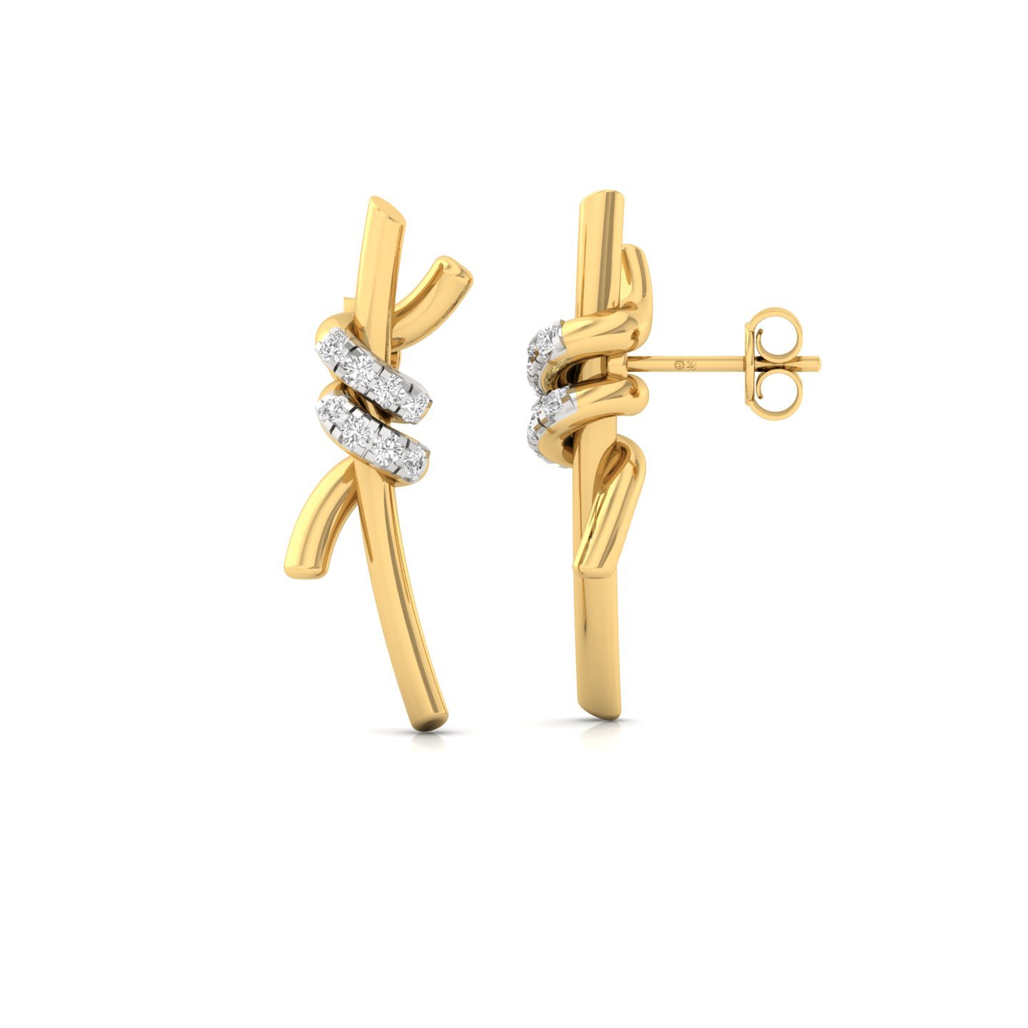 Knot-Inspired Diamond Stud Earrings | Lab Grown CVD Diamonds | 925 Silver | 10K | 14K | 18K Gold - Gold Main View