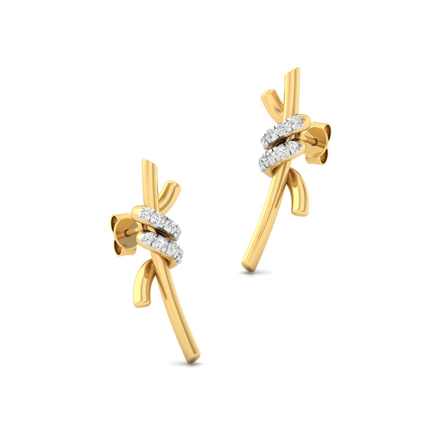 Knot-Inspired Diamond Stud Earrings | Lab Grown CVD Diamonds | 925 Silver | 10K | 14K | 18K Gold - View 3