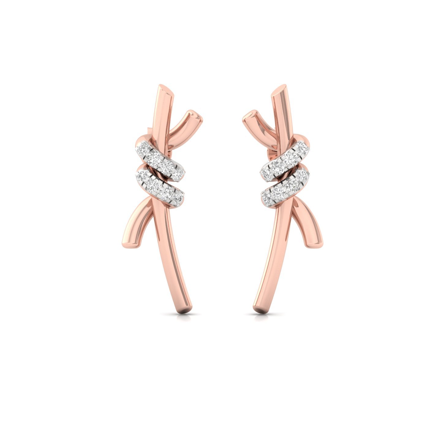 Knot-Inspired Diamond Stud Earrings | Lab Grown CVD Diamonds | 925 Silver | 10K | 14K | 18K Gold - View 2