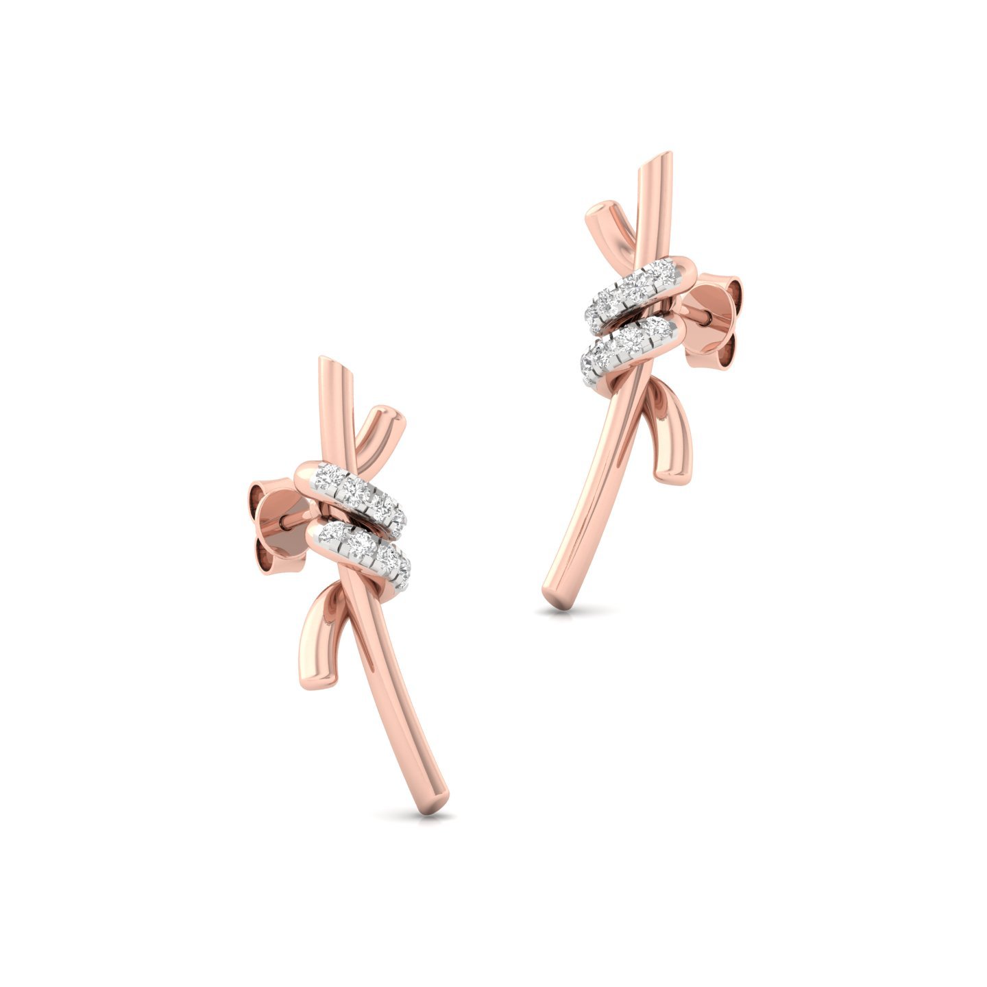 Knot-Inspired Diamond Stud Earrings | Lab Grown CVD Diamonds | 925 Silver | 10K | 14K | 18K Gold - View 3