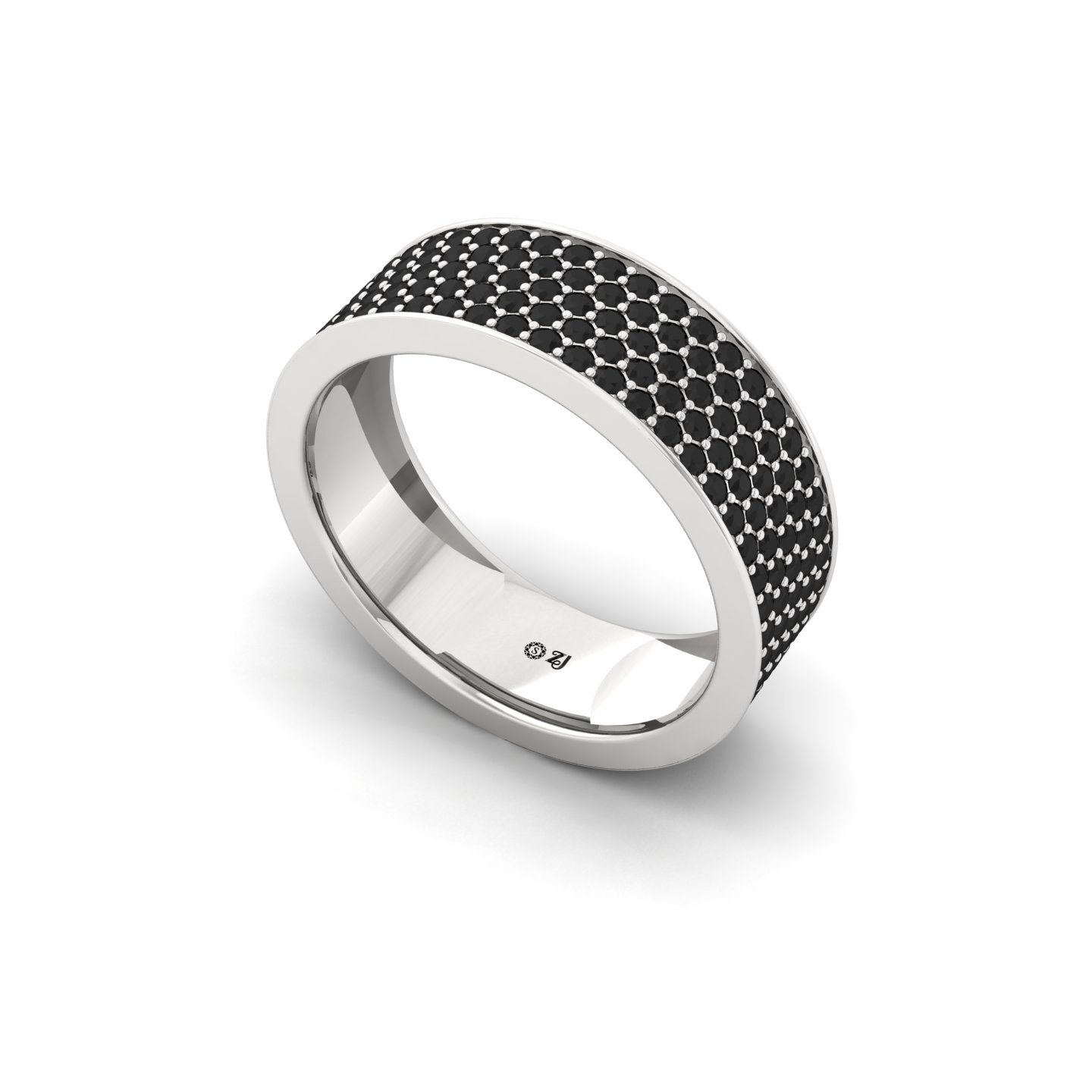 Black Round Cut Diamond Men’s Band | Bold Lab Grown CVD Diamond Wedding Ring | 925 Silver | 10K | 14K | 18K - View 2