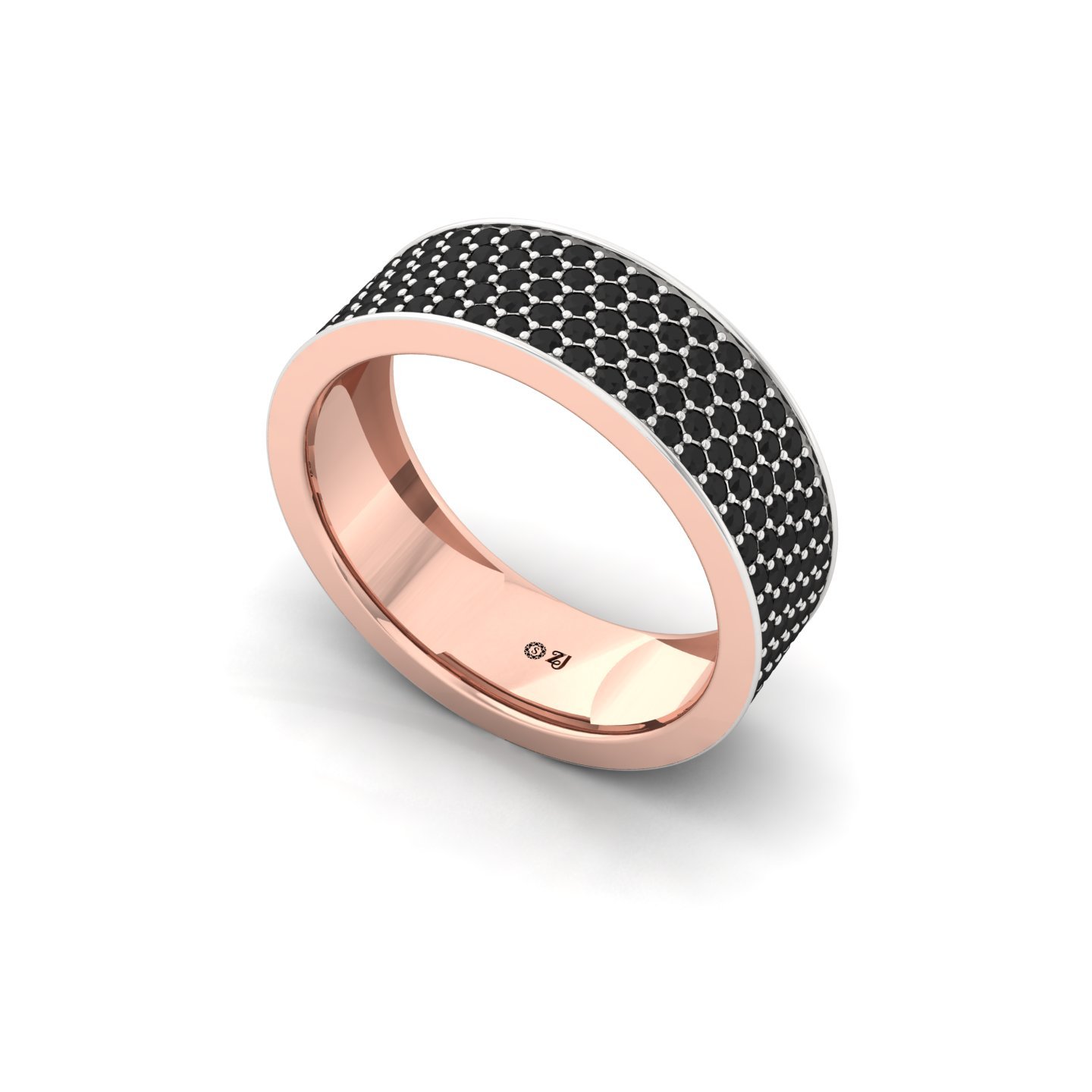 Black Round Cut Diamond Men’s Band | Bold Lab Grown CVD Diamond Wedding Ring | 925 Silver | 10K | 14K | 18K - View 2