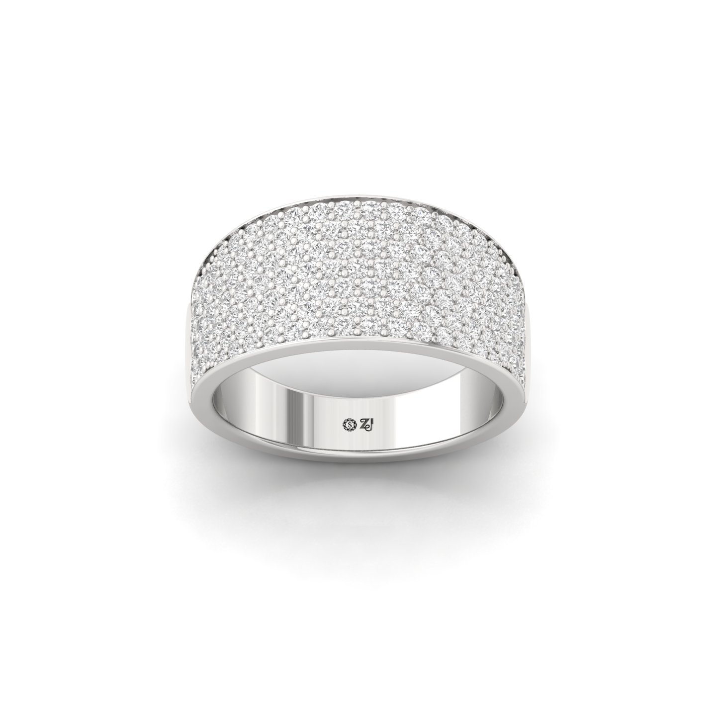 Round Cut Diamond Men’s Band | Luxurious Lab Grown CVD Diamond Wedding Ring | 925 Silver | 10K | 14K | 18K - Main View