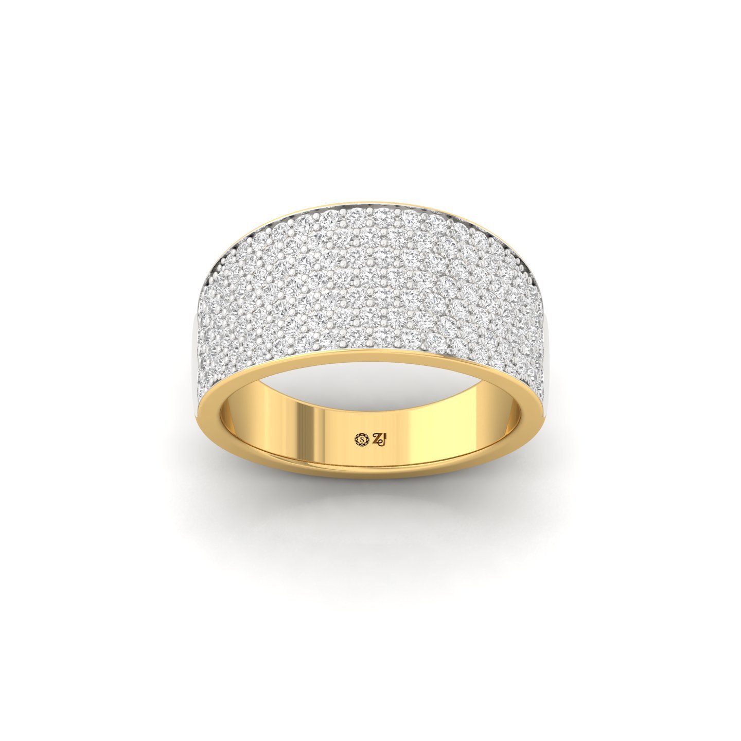 Round Cut Diamond Men’s Band | Luxurious Lab Grown CVD Diamond Wedding Ring | 925 Silver | 10K | 14K | 18K - Gold Main View