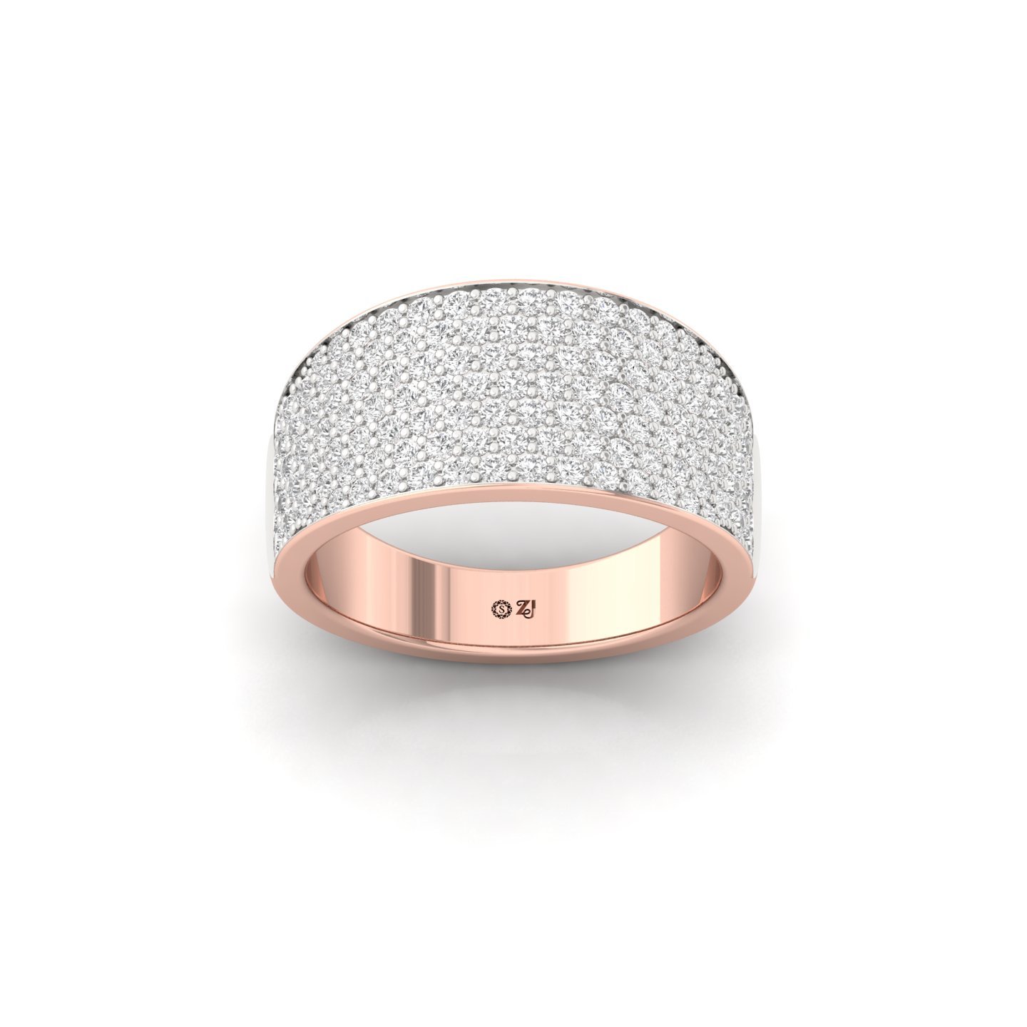 Round Cut Diamond Men’s Band | Luxurious Lab Grown CVD Diamond Wedding Ring | 925 Silver | 10K | 14K | 18K - Rose Gold Main View