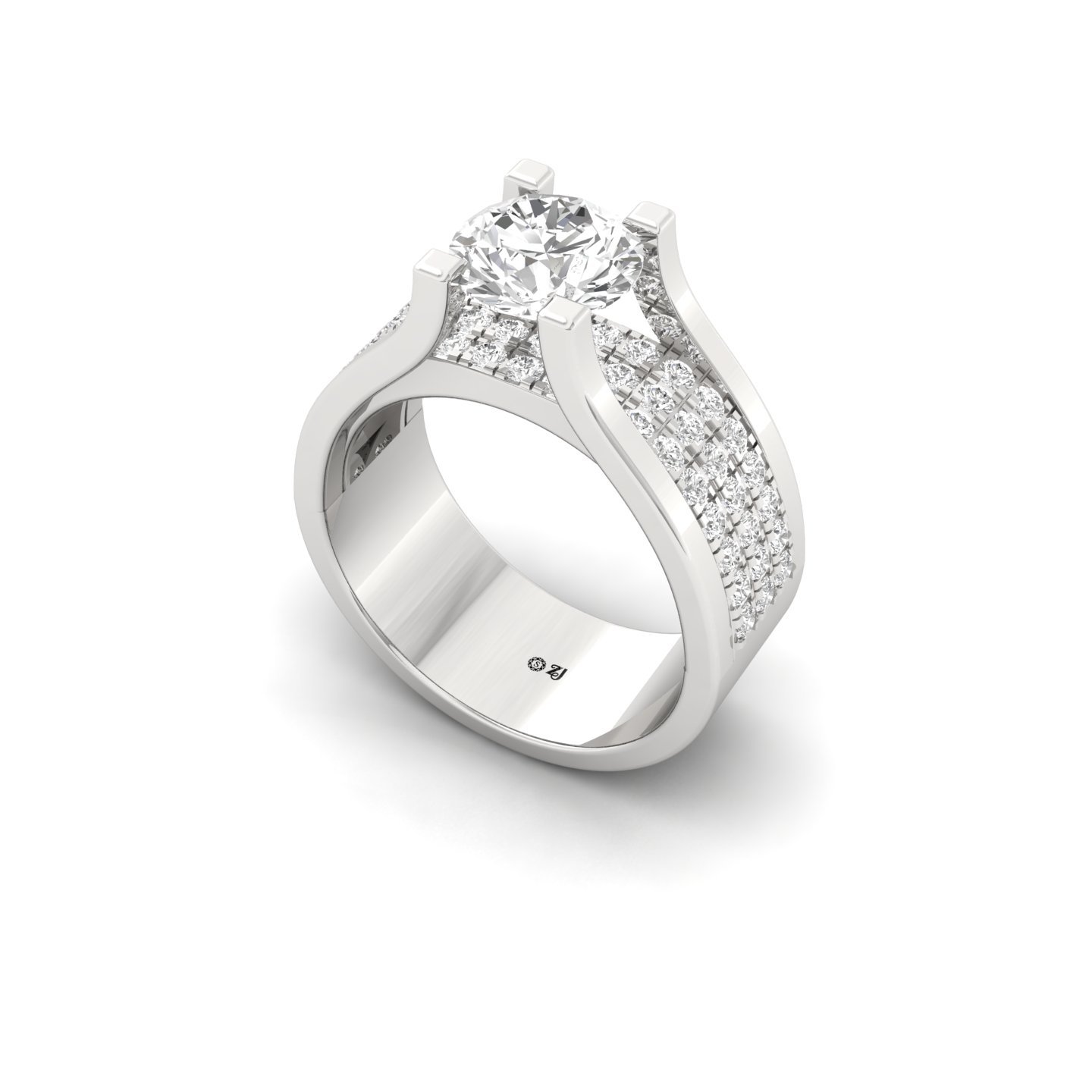 Round Cut Diamond Men’s Engagement Ring | Luxury Lab Grown CVD Diamond Statement Ring | 925 Silver | 10K | 14K | 18K - View 2