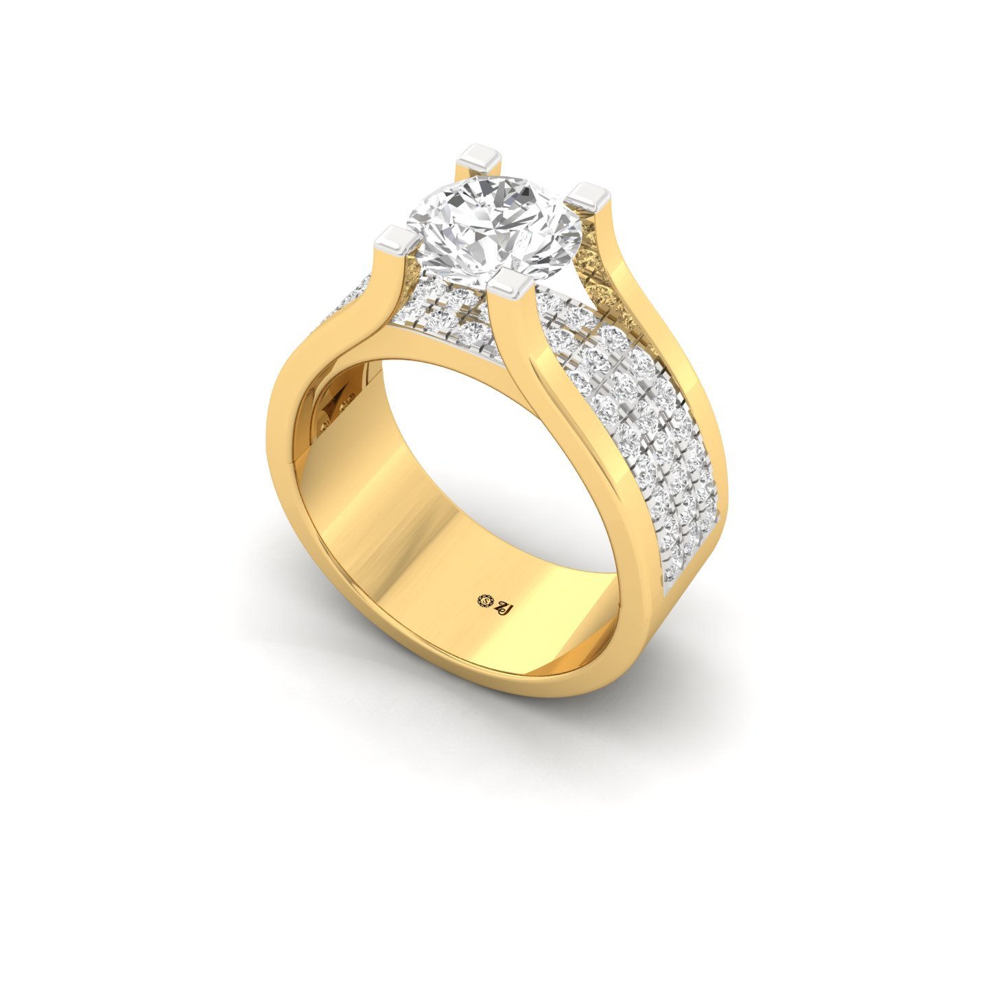 Round Cut Diamond Men’s Engagement Ring | Luxury Lab Grown CVD Diamond Statement Ring | 925 Silver | 10K | 14K | 18K - View 2