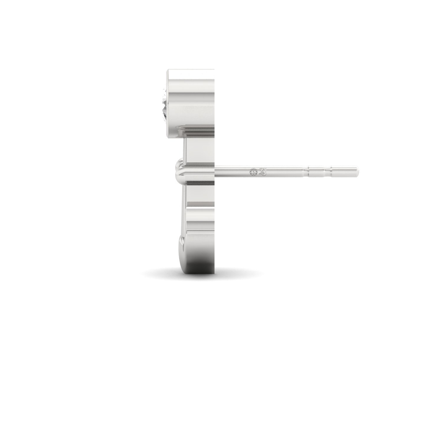 Round Cut Diamond Anchor Men’s Stud | Nautical Lab Grown CVD Diamond Earring | 925 Silver | 10K | 14K | 18K - View 2