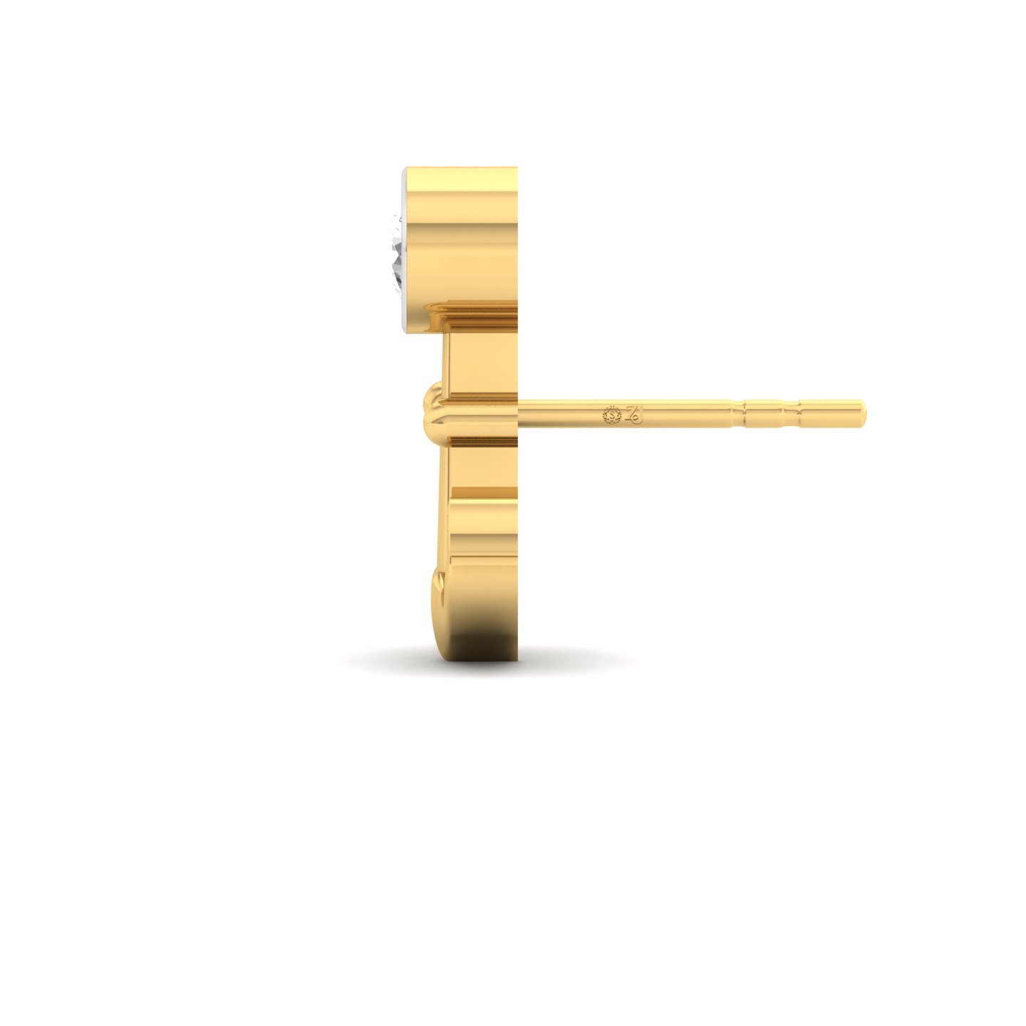 Round Cut Diamond Anchor Men’s Stud | Nautical Lab Grown CVD Diamond Earring | 925 Silver | 10K | 14K | 18K - View 2