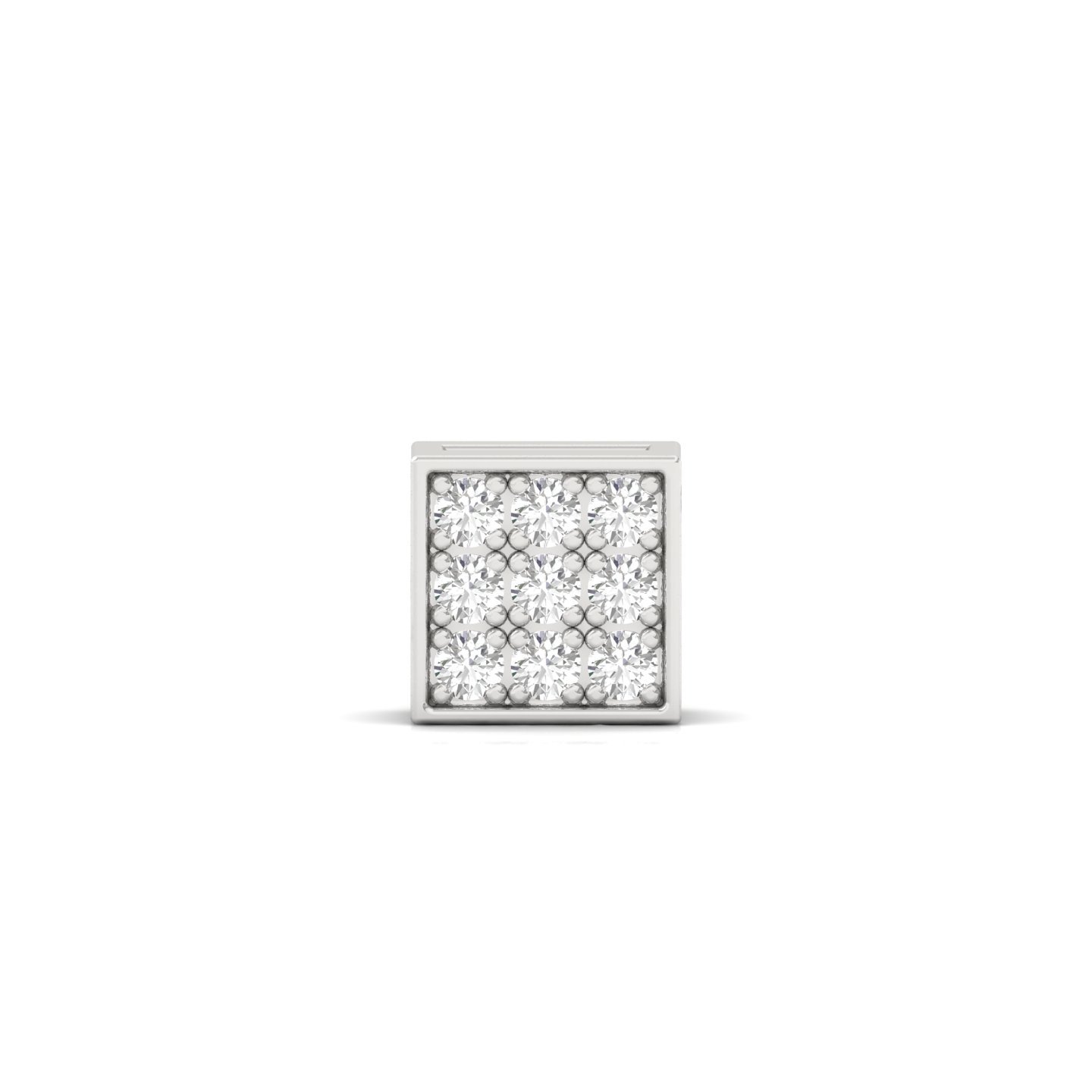 Round Cut Diamond Square Men’s Stud | Bold Lab Grown CVD Diamond Earring | 925 Silver | 10K | 14K | 18K - Main View