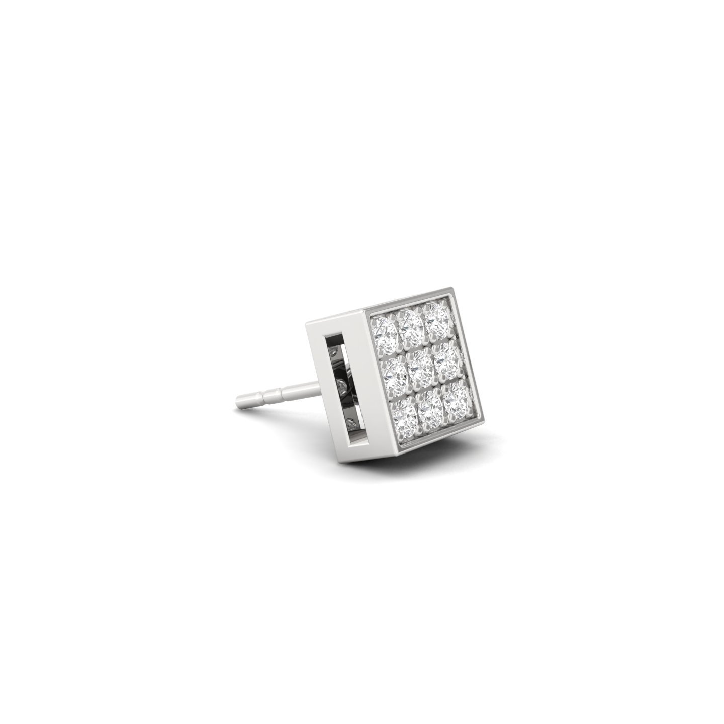 Round Cut Diamond Square Men’s Stud | Bold Lab Grown CVD Diamond Earring | 925 Silver | 10K | 14K | 18K - View 3