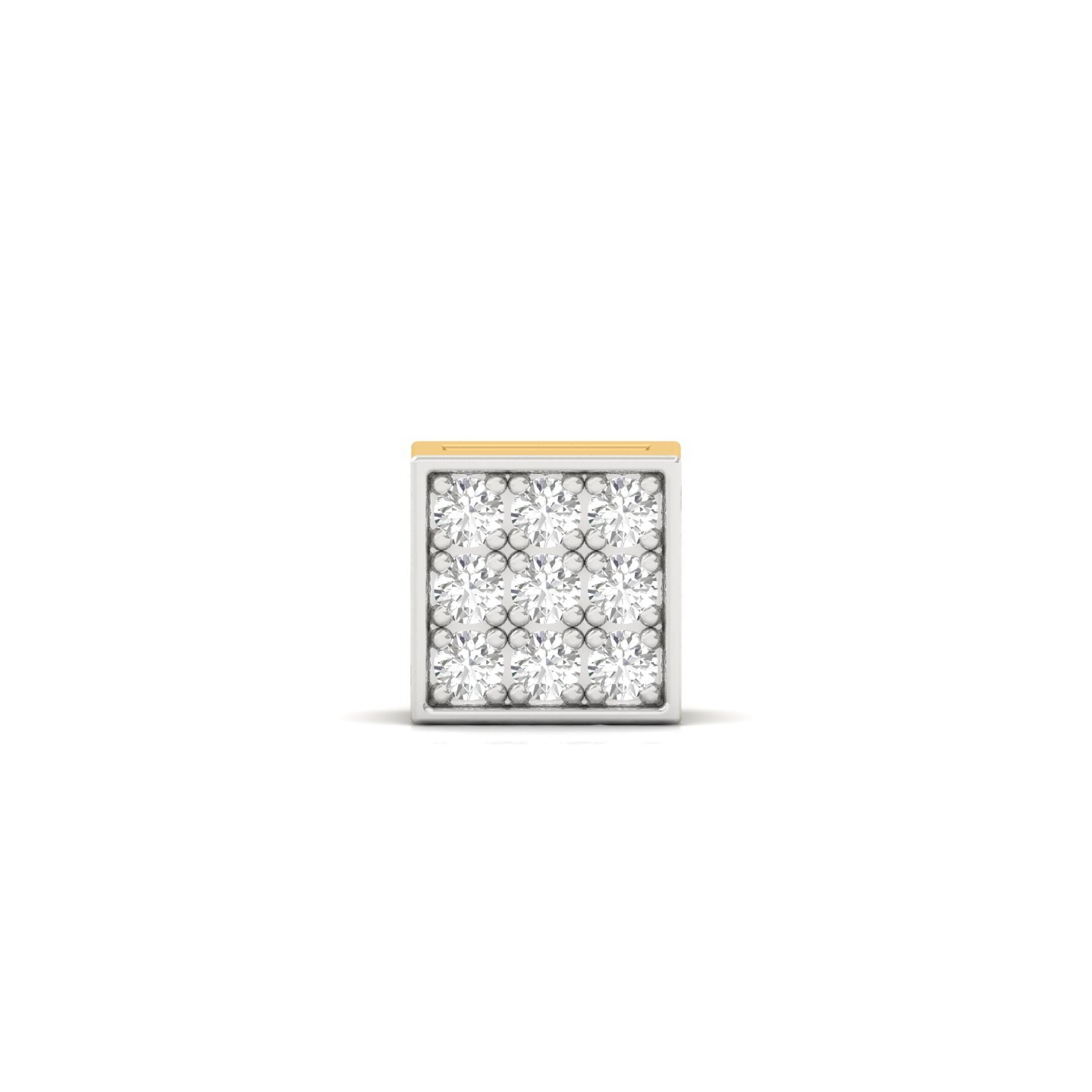 Round Cut Diamond Square Men’s Stud | Bold Lab Grown CVD Diamond Earring | 925 Silver | 10K | 14K | 18K - Gold Main View
